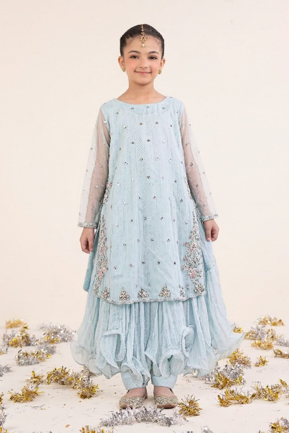 kids-clothes-mks-ef26-42-sky-blue by Maria B Kids - Designer Dress  - Type : KidsClothes - Available at Libasekhas UK - 100% Original 