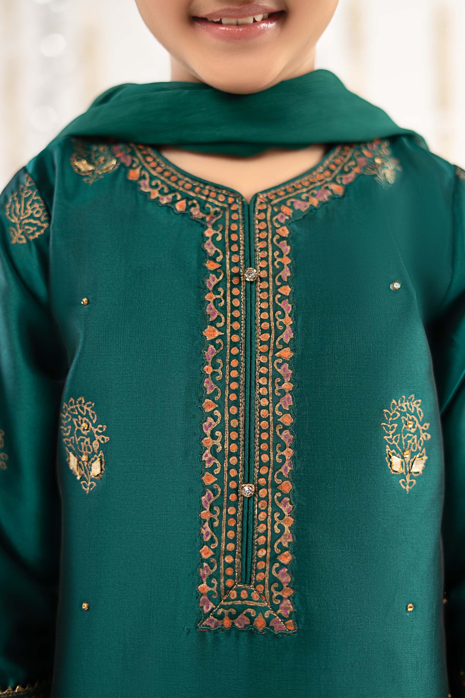 kids-clothes-mks-ef26-46-sea-green by Maria B Kids - Designer Dress  - Type : KidsClothes - Available at Libasekhas UK - 100% Original 