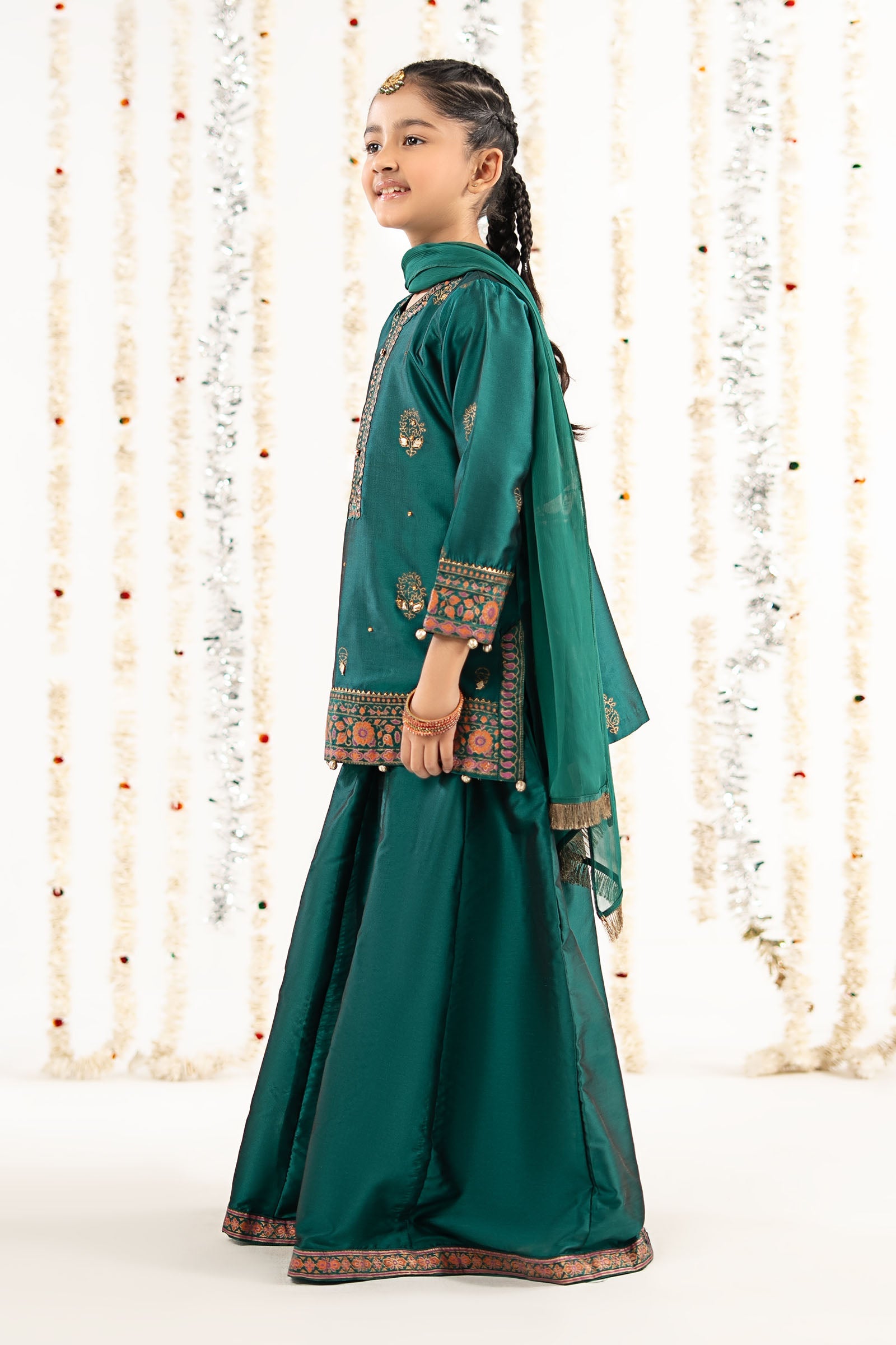 kids-clothes-mks-ef26-46-sea-green by Maria B Kids - Designer Dress  - Type : KidsClothes - Available at Libasekhas UK - 100% Original 