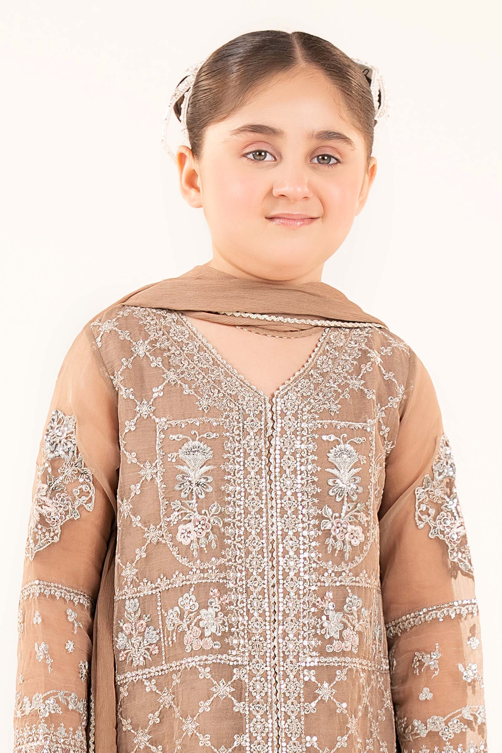 kids-clothes-mks-ef26-48-coffee by Maria B Kids - Designer Dress  - Type : KidsClothes - Available at Libasekhas UK - 100% Original 