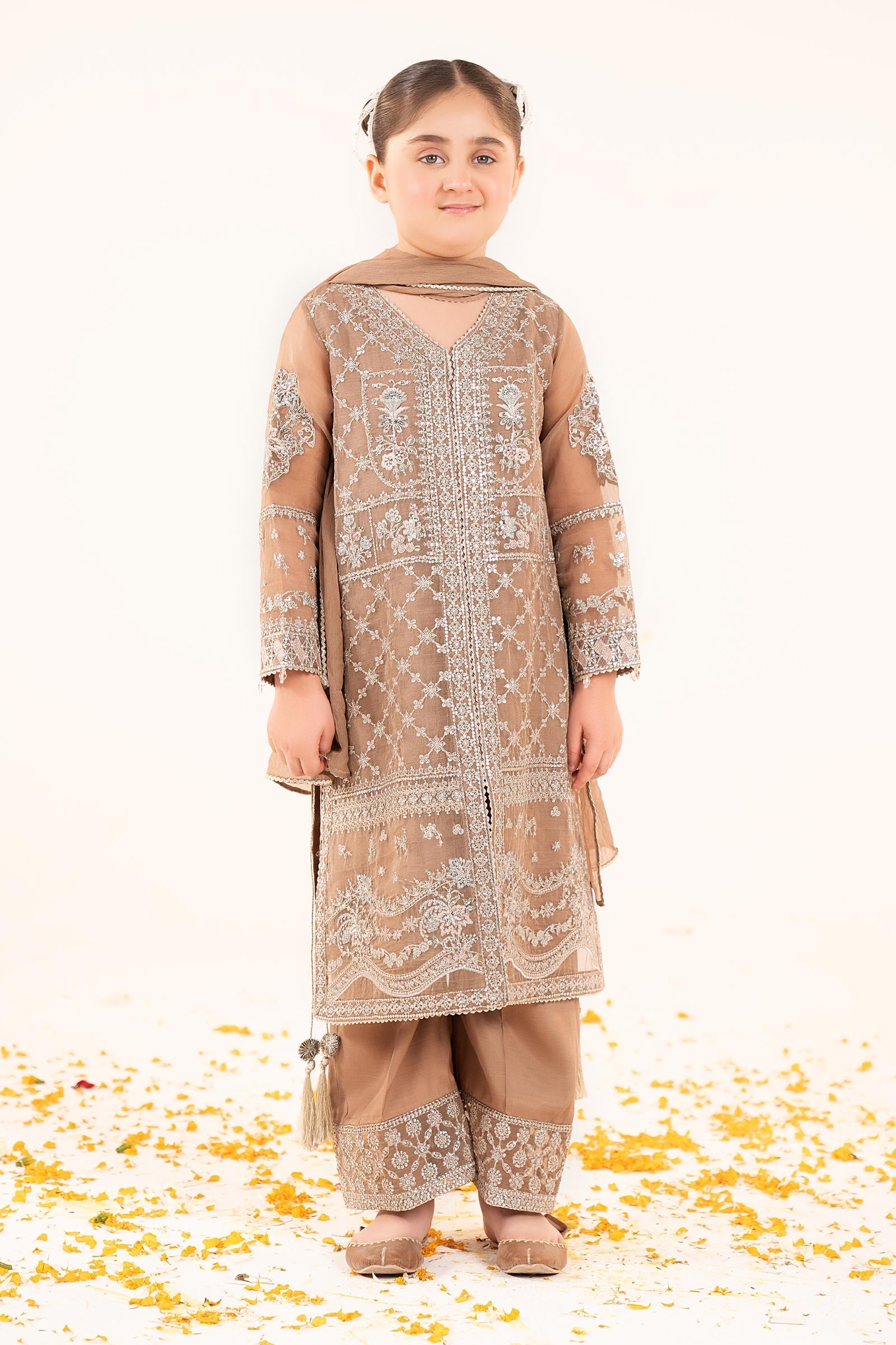 kids-clothes-mks-ef26-48-coffee by Maria B Kids - Designer Dress  - Type : KidsClothes - Available at Libasekhas UK - 100% Original 