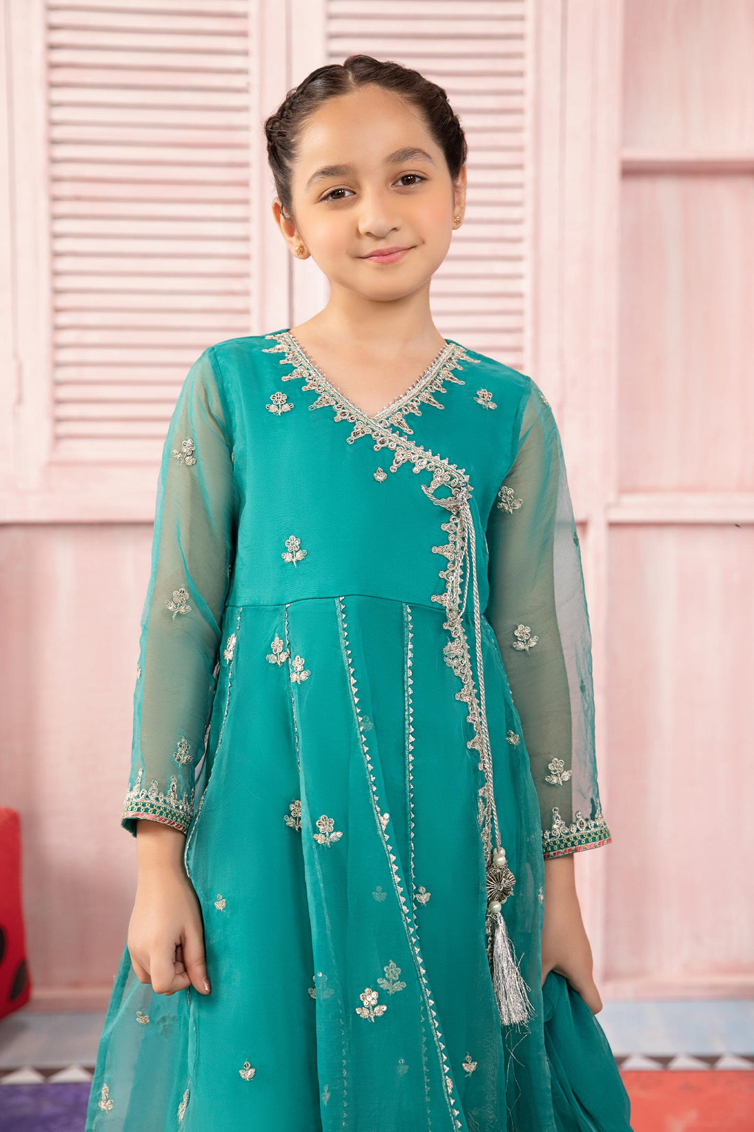 Maria B | 3 Piece Embroidered Organza Suit | MKS-PF24-01 - by - Libasekhas UK - Registered Vendor of : Maria B - 100% Original Designer Dresss