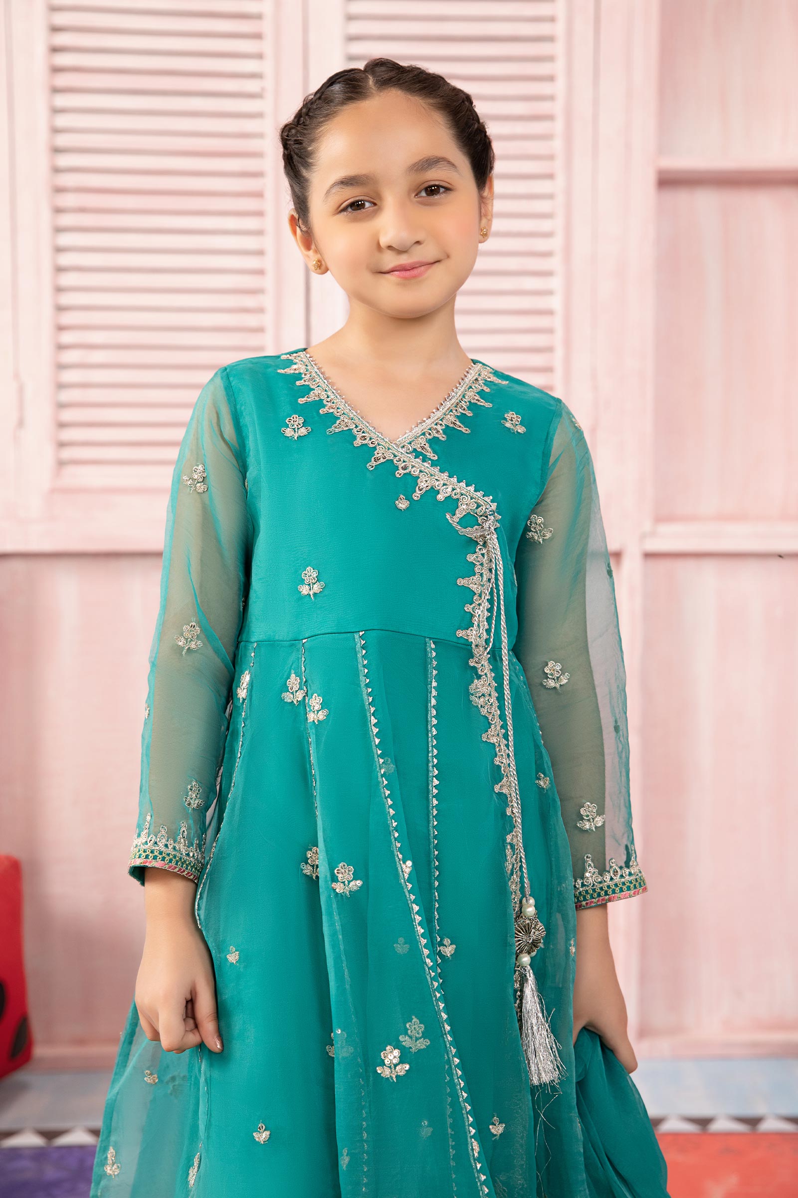 Maria B | 3 Piece Embroidered Organza Suit | MKS-PF24-01 - by - Libasekhas UK - Registered Vendor of : Maria B - 100% Original Designer Dresss
