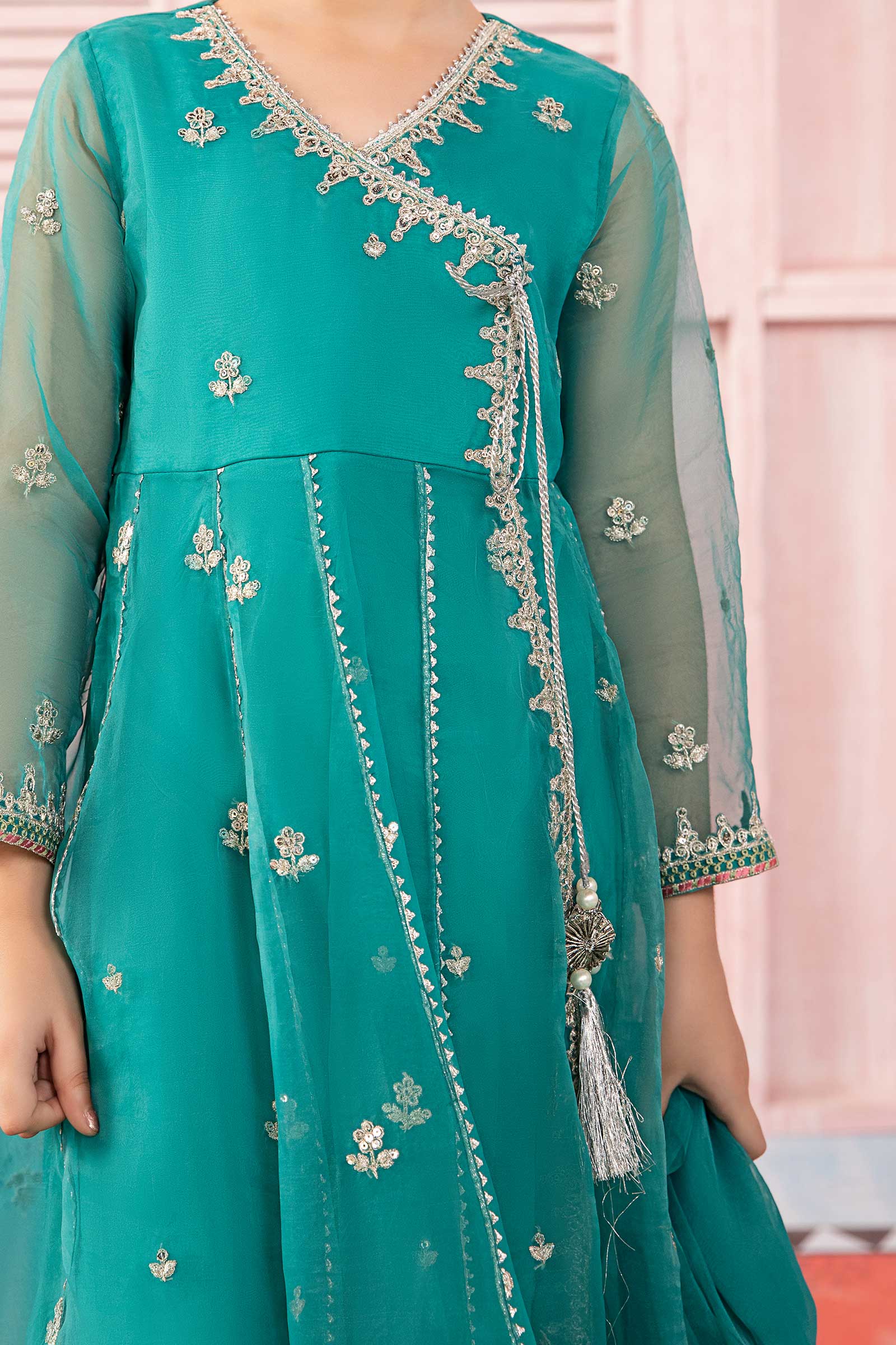 Maria B | 3 Piece Embroidered Organza Suit | MKS-PF24-01 - by - Libasekhas UK - Registered Vendor of : Maria B - 100% Original Designer Dresss