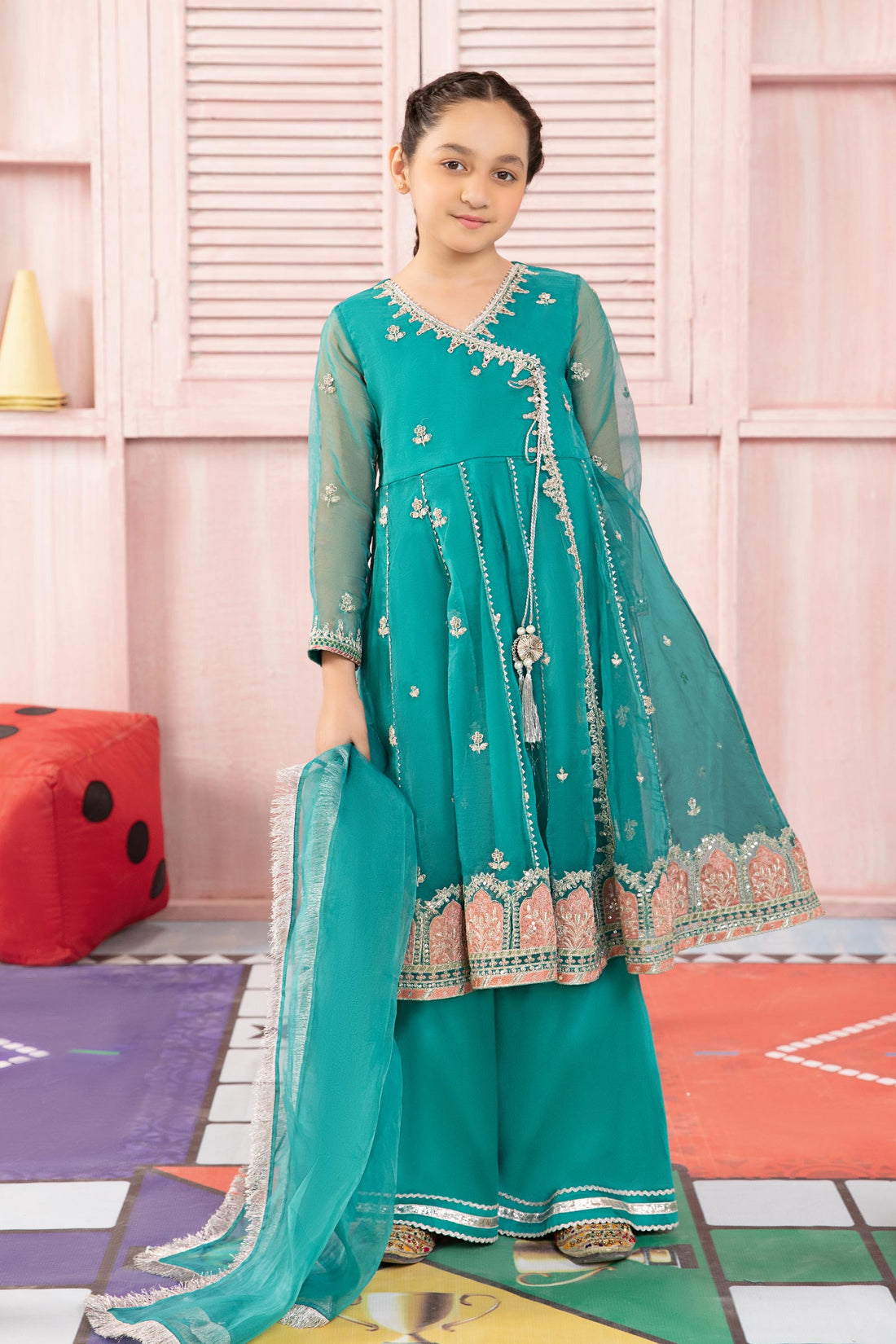 Maria B | 3 Piece Embroidered Organza Suit | MKS-PF24-01 - by - Libasekhas UK - Registered Vendor of : Maria B - 100% Original Designer Dresss