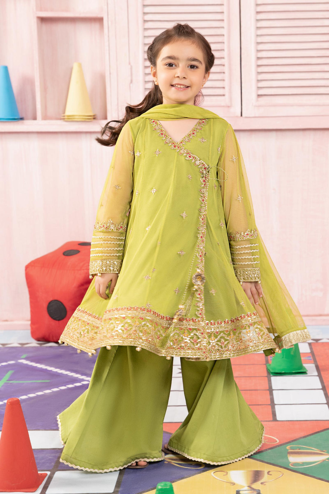 Maria B | 3 Piece Embroidered Net Suit | MKS-PF24-05 - by - Libasekhas UK - Registered Vendor of : Maria B - 100% Original Designer Dresss