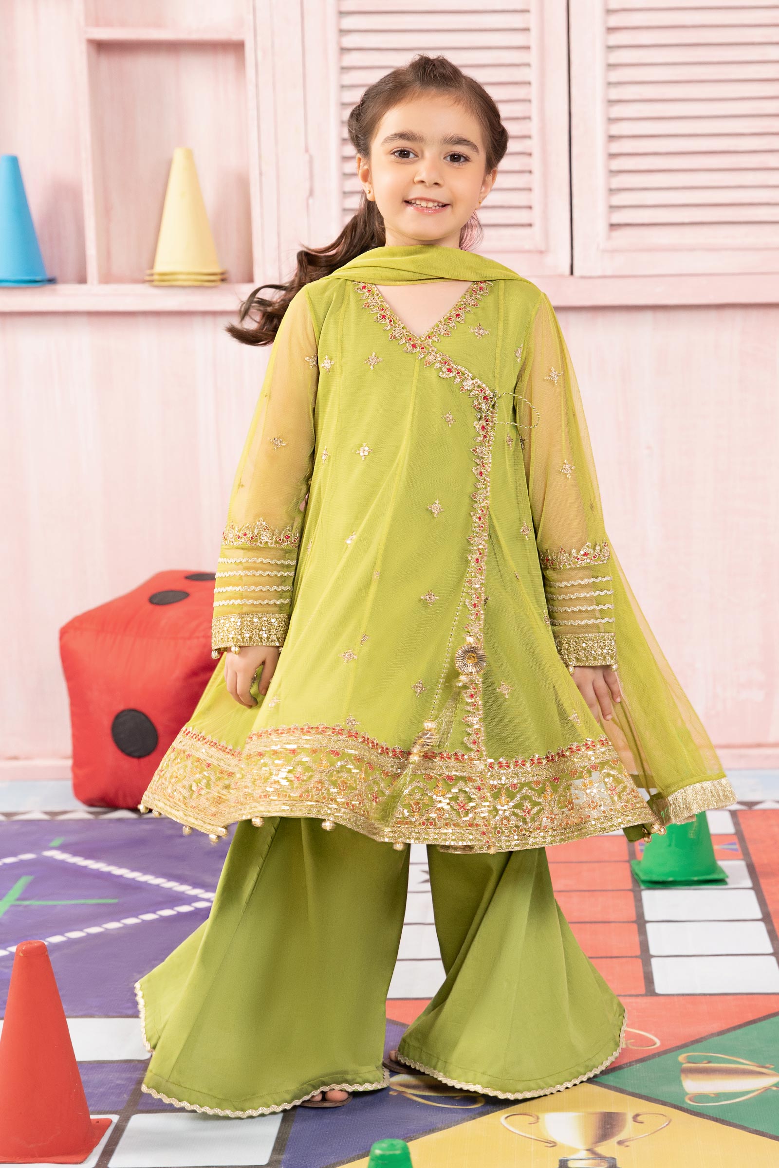 Maria B | 3 Piece Embroidered Net Suit | MKS-PF24-05 - by - Libasekhas UK - Registered Vendor of : Maria B - 100% Original Designer Dresss