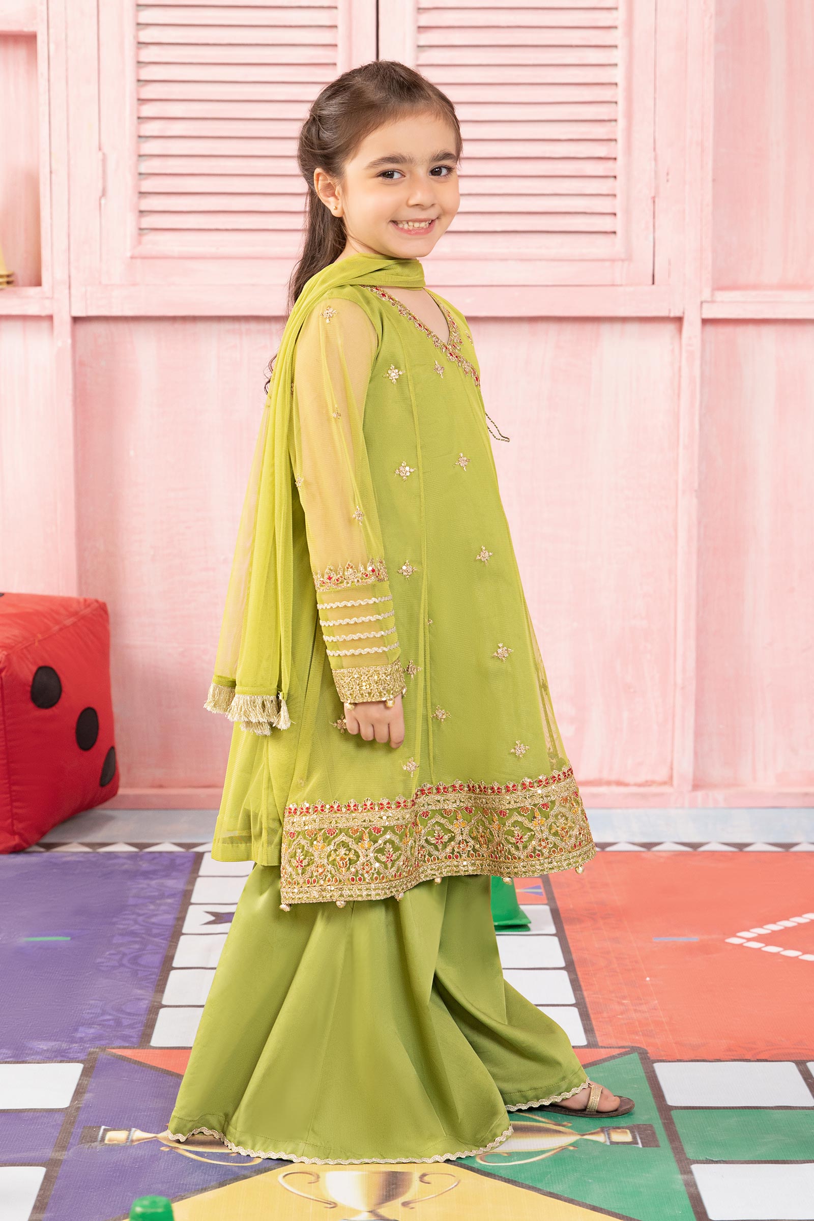 Maria B | 3 Piece Embroidered Net Suit | MKS-PF24-05 - by - Libasekhas UK - Registered Vendor of : Maria B - 100% Original Designer Dresss