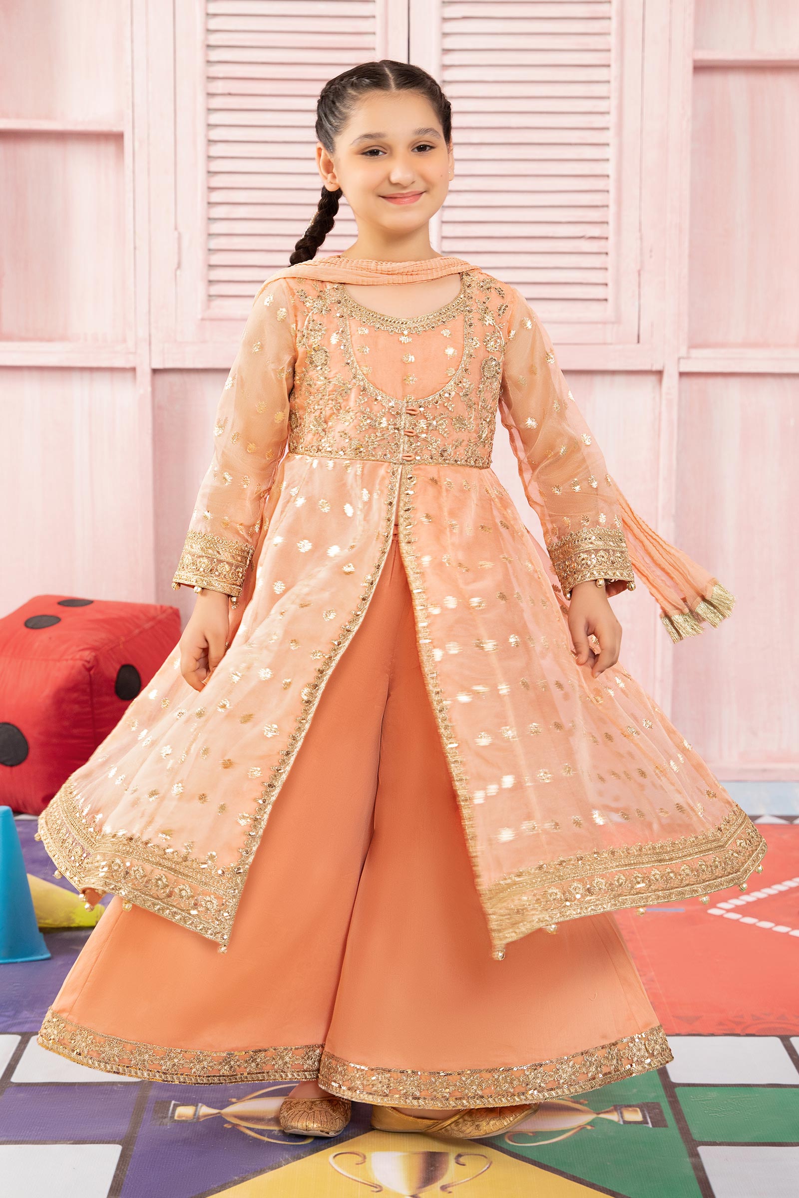 Maria B | 3 Piece Embroidered Organza Suit | MKS-PF24-07 - by - Libasekhas UK - Registered Vendor of : Maria B - 100% Original Designer Dresss