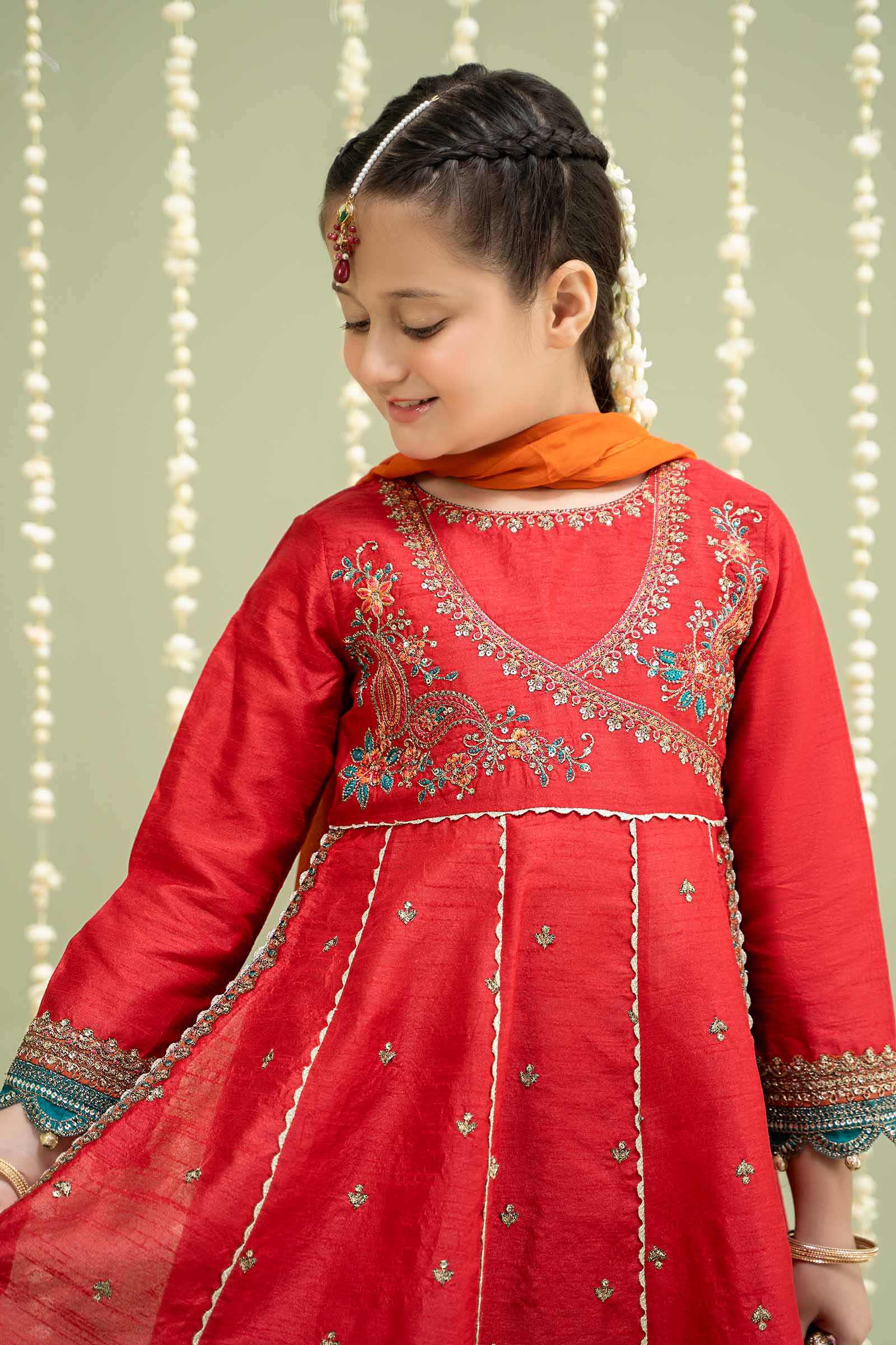 Maria B | 3 Piece Embroidered Raw Silk Suit | MKS-W24-02 - by - Libasekhas UK - Registered Vendor of : Maria B - 100% Original Designer Dresss