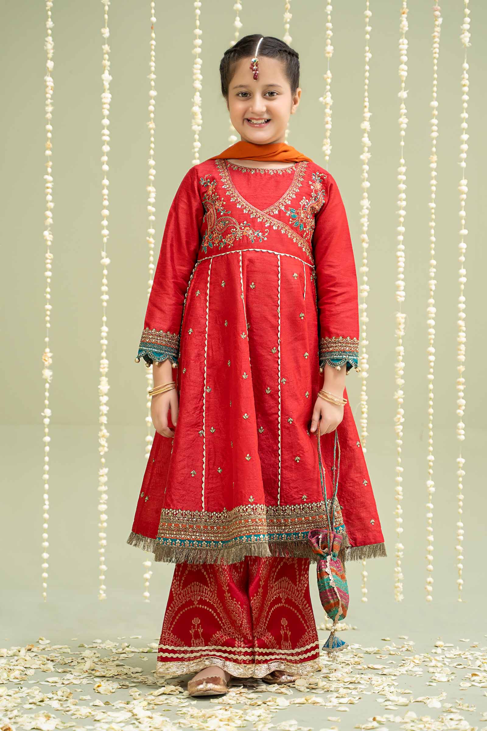 Maria B | 3 Piece Embroidered Raw Silk Suit | MKS-W24-02 - by - Libasekhas UK - Registered Vendor of : Maria B - 100% Original Designer Dresss