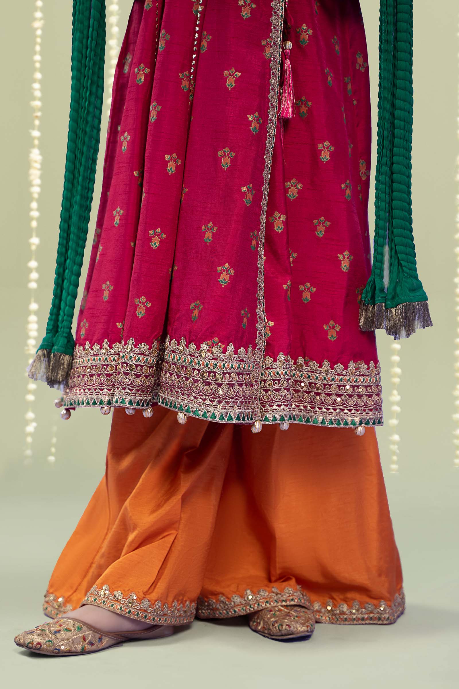 Maria B | 3 Piece Embroidered Raw Silk Suit | MKS-W24-10 - by - Libasekhas UK - Registered Vendor of : Maria B - 100% Original Designer Dresss