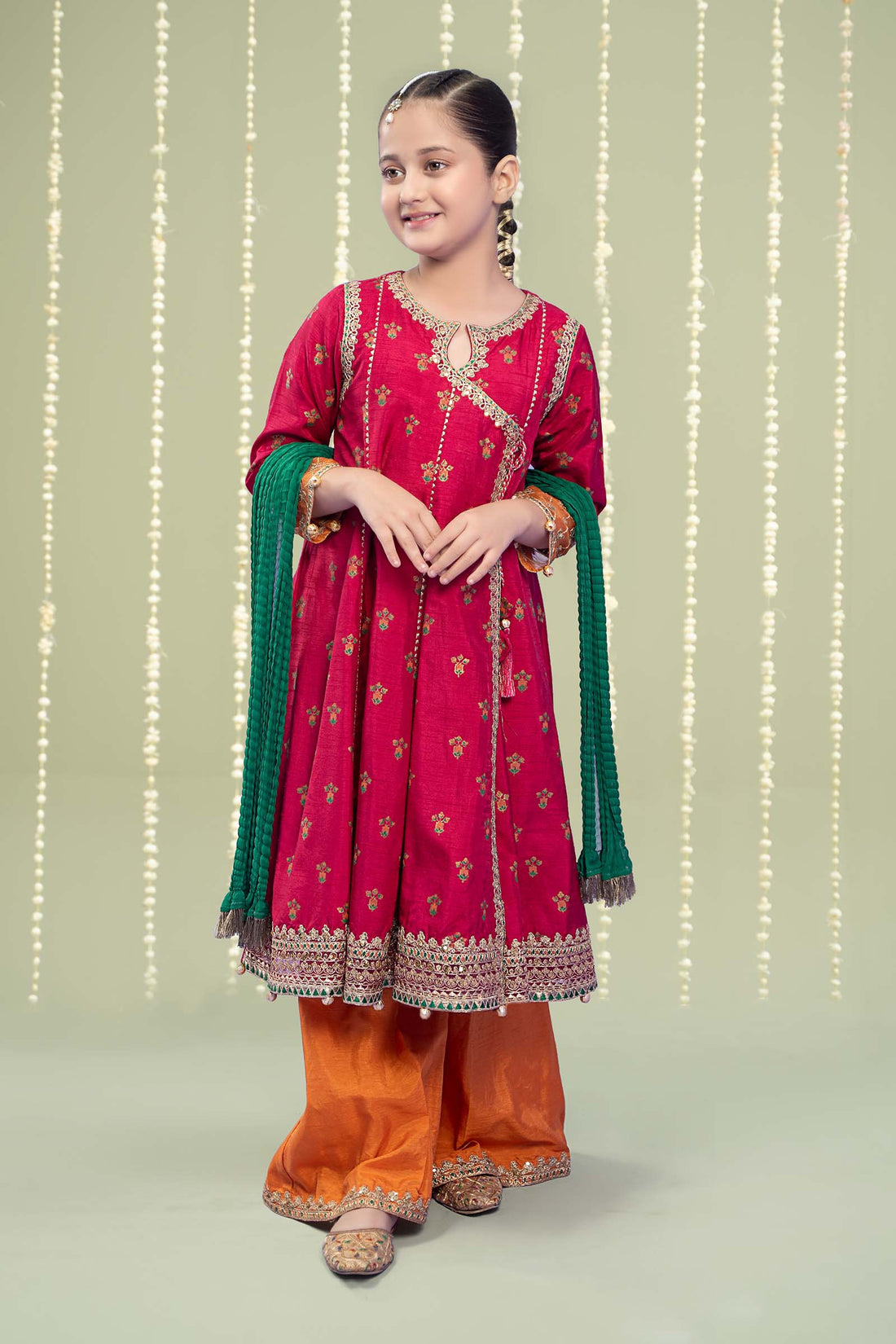 Maria B | 3 Piece Embroidered Raw Silk Suit | MKS-W24-10 - by - Libasekhas UK - Registered Vendor of : Maria B - 100% Original Designer Dresss