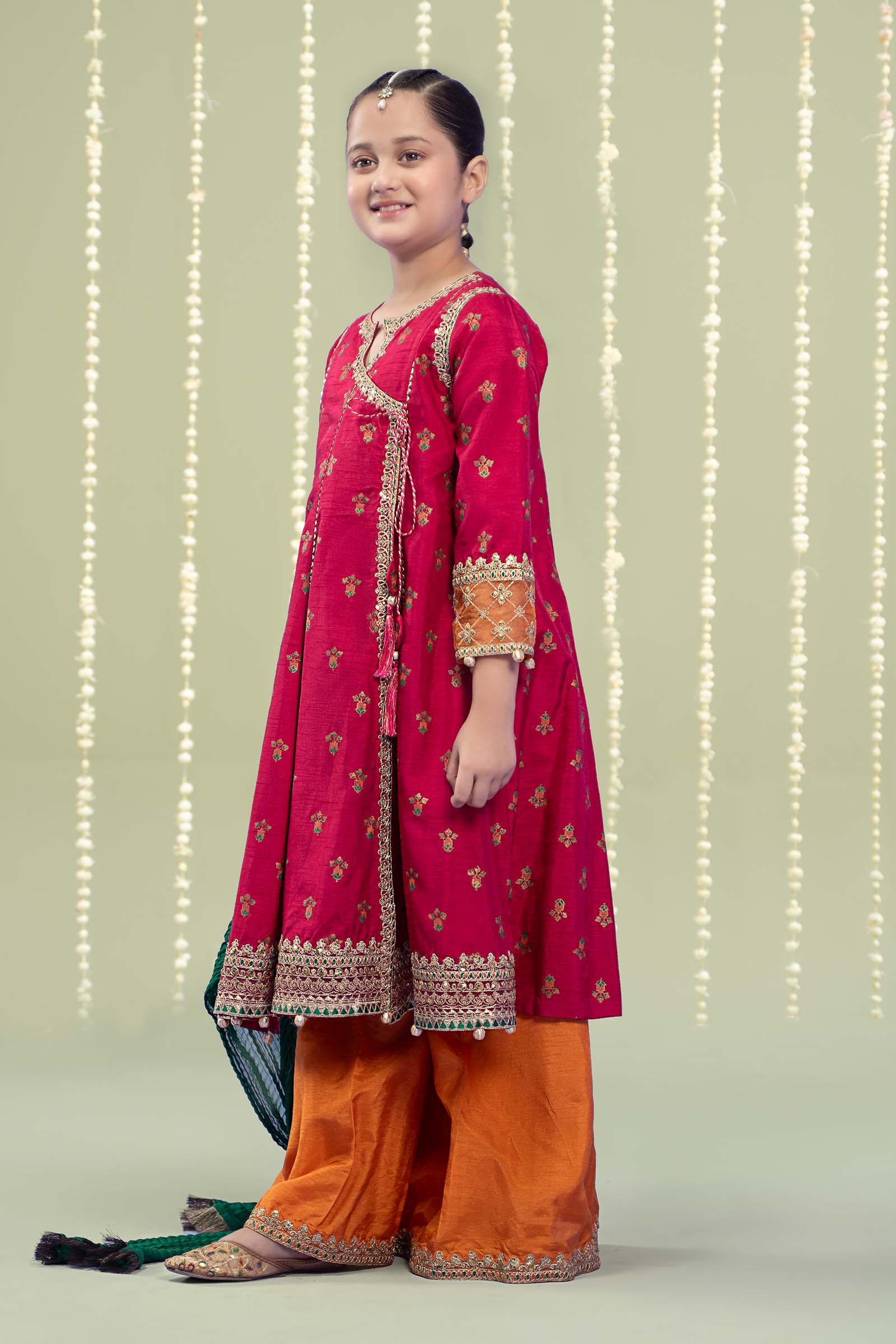 Maria B | 3 Piece Embroidered Raw Silk Suit | MKS-W24-10 - by - Libasekhas UK - Registered Vendor of : Maria B - 100% Original Designer Dresss