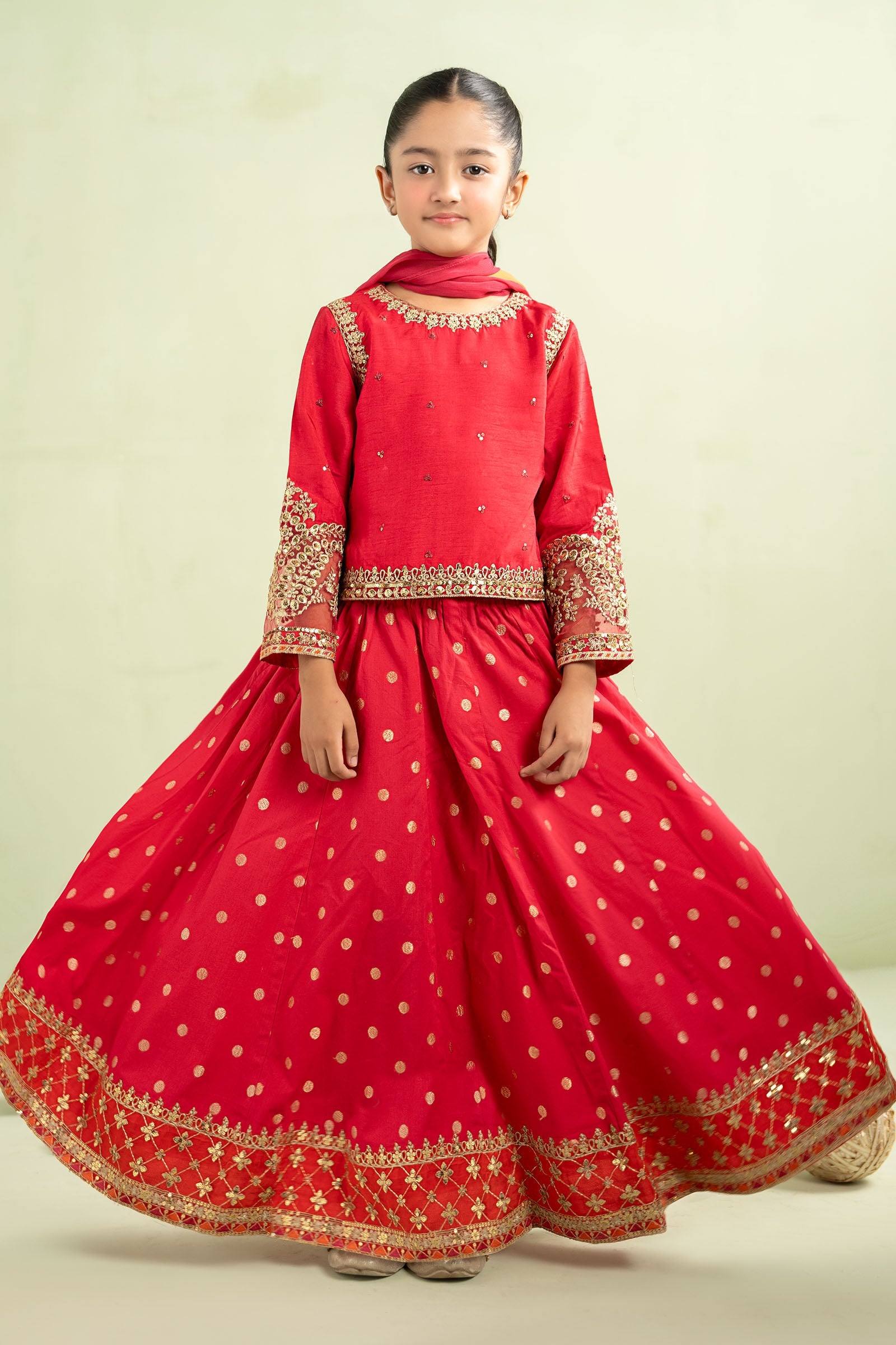 3 Piece Embroidered Raw Silk Suit - Kids Clothing - available at Maria Faisal in UK and USA.