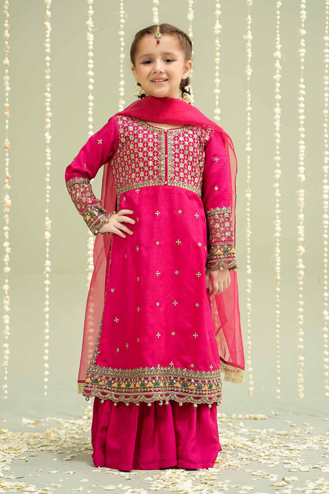 Maria B | 3 Piece Embroidered Raw Silk Suit | MKS-W24-13 - by - Libasekhas UK - Registered Vendor of : Maria B - 100% Original Designer Dresss