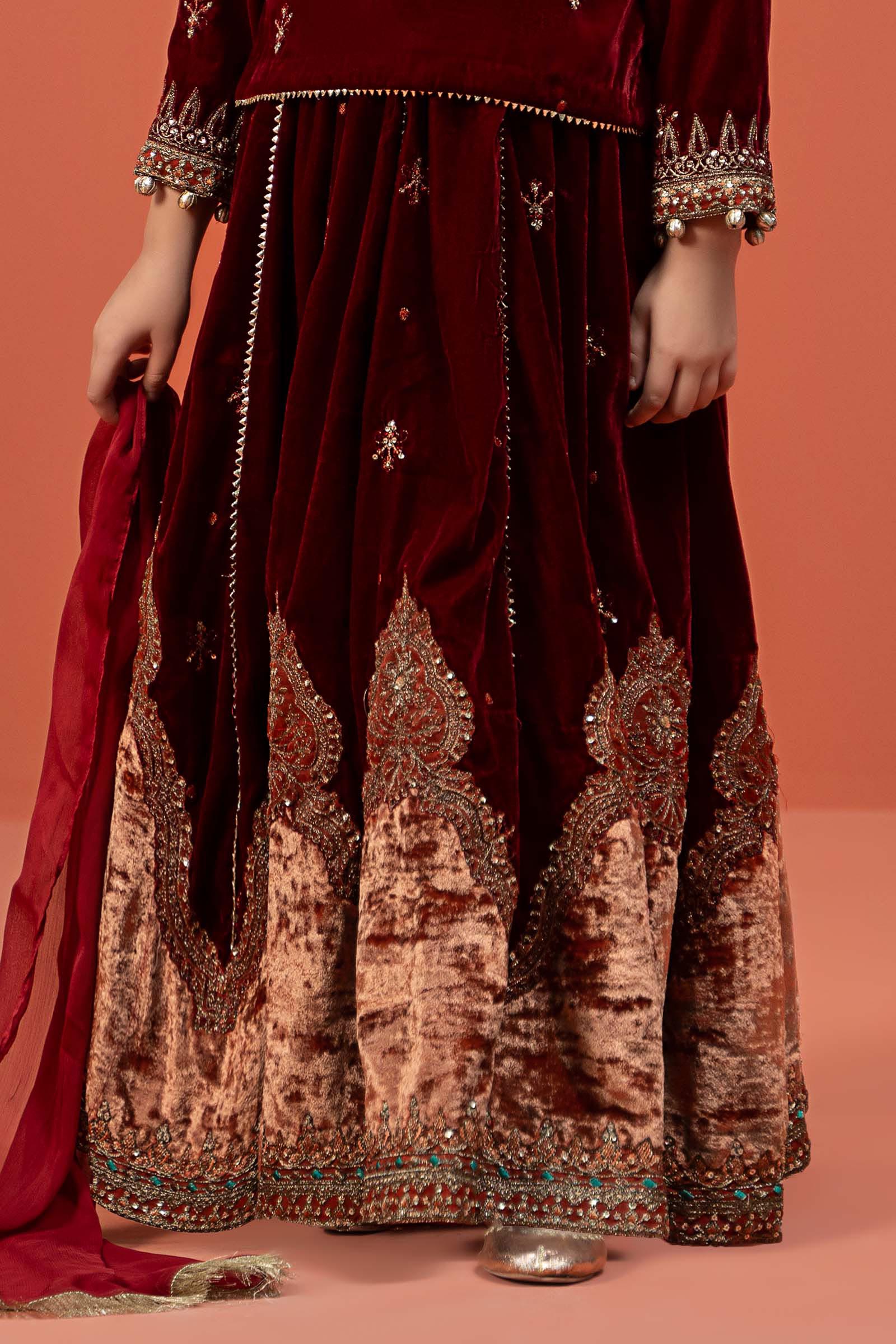 Maria B | 3 Piece Embroidered Velvet Suit | MKS-W24-14 - by - Libasekhas UK - Registered Vendor of : Maria B - 100% Original Designer Dresss