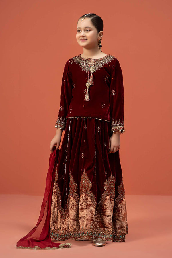 Maria B | 3 Piece Embroidered Velvet Suit | MKS-W24-14 - by - Libasekhas UK - Registered Vendor of : Maria B - 100% Original Designer Dresss
