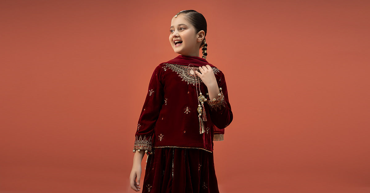 Maria B | 3 Piece Embroidered Velvet Suit | MKS-W24-14 - by - Libasekhas UK - Registered Vendor of : Maria B - 100% Original Designer Dresss