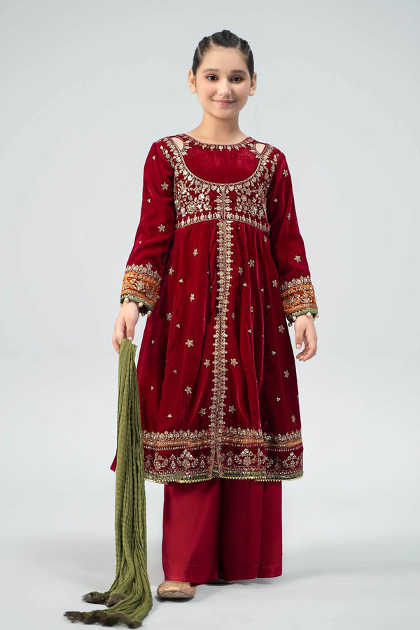 Maria B | 3 Piece Embroidered Velvet Suit | MKS-W24-17 - by - Libasekhas UK - Registered Vendor of : Maria B - 100% Original Designer Dresss