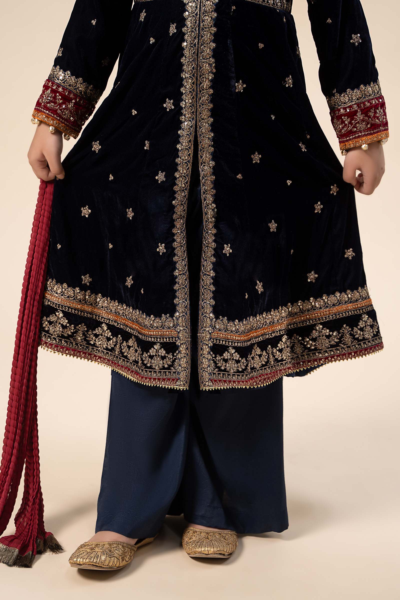 Maria B | 3 Piece Embroidered Velvet Suit | MKS-W24-17 - by - Libasekhas UK - Registered Vendor of : Maria B - 100% Original Designer Dresss