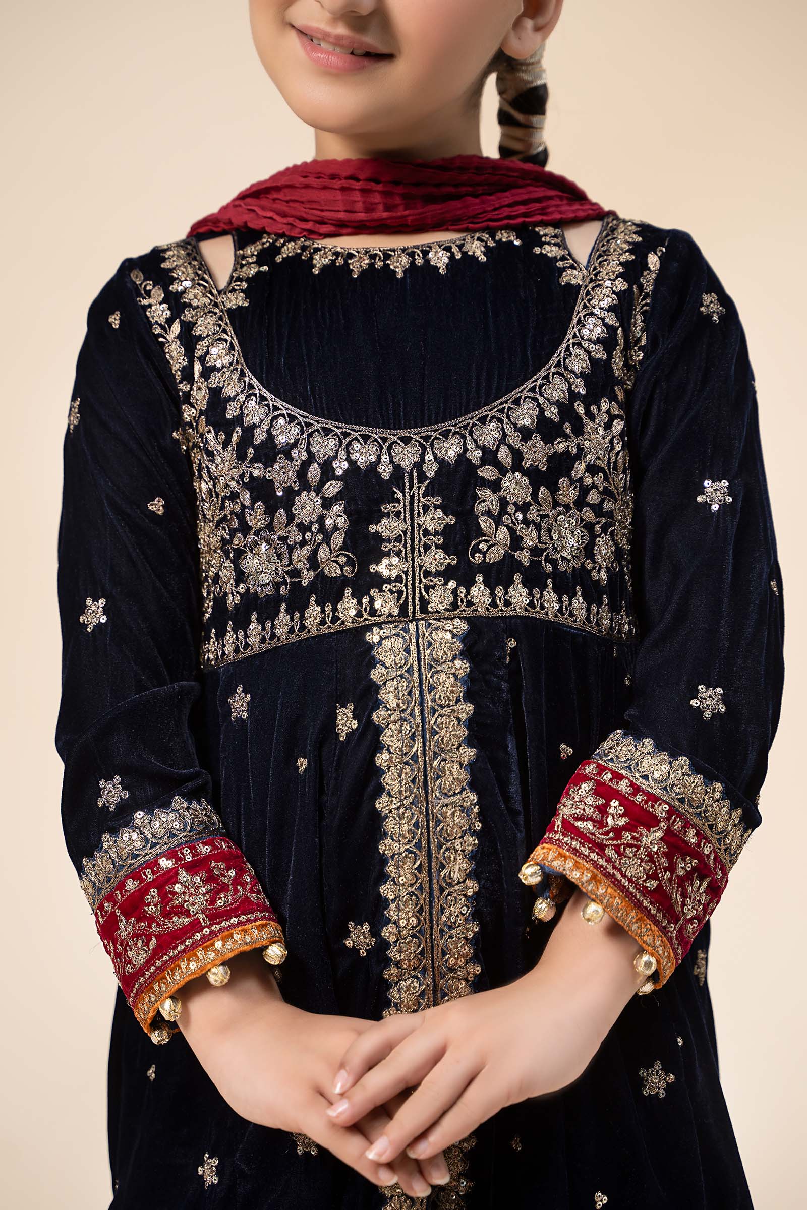 Maria B | 3 Piece Embroidered Velvet Suit | MKS-W24-17 - by - Libasekhas UK - Registered Vendor of : Maria B - 100% Original Designer Dresss