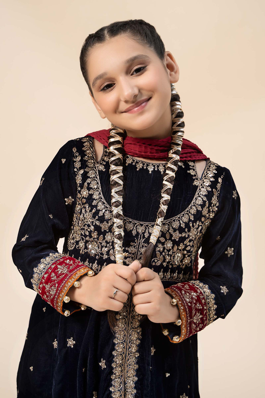 Maria B | 3 Piece Embroidered Velvet Suit | MKS-W24-17 - by - Libasekhas UK - Registered Vendor of : Maria B - 100% Original Designer Dresss