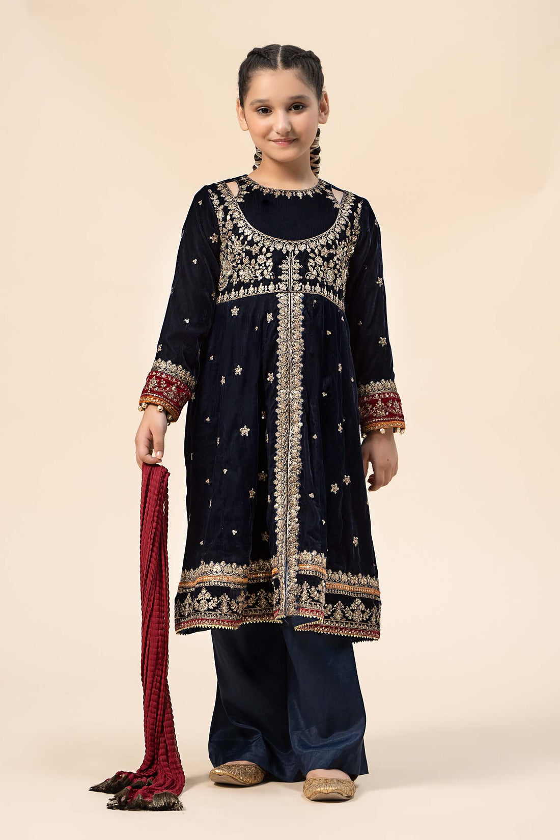 Maria B | 3 Piece Embroidered Velvet Suit | MKS-W24-17 - by - Libasekhas UK - Registered Vendor of : Maria B - 100% Original Designer Dresss