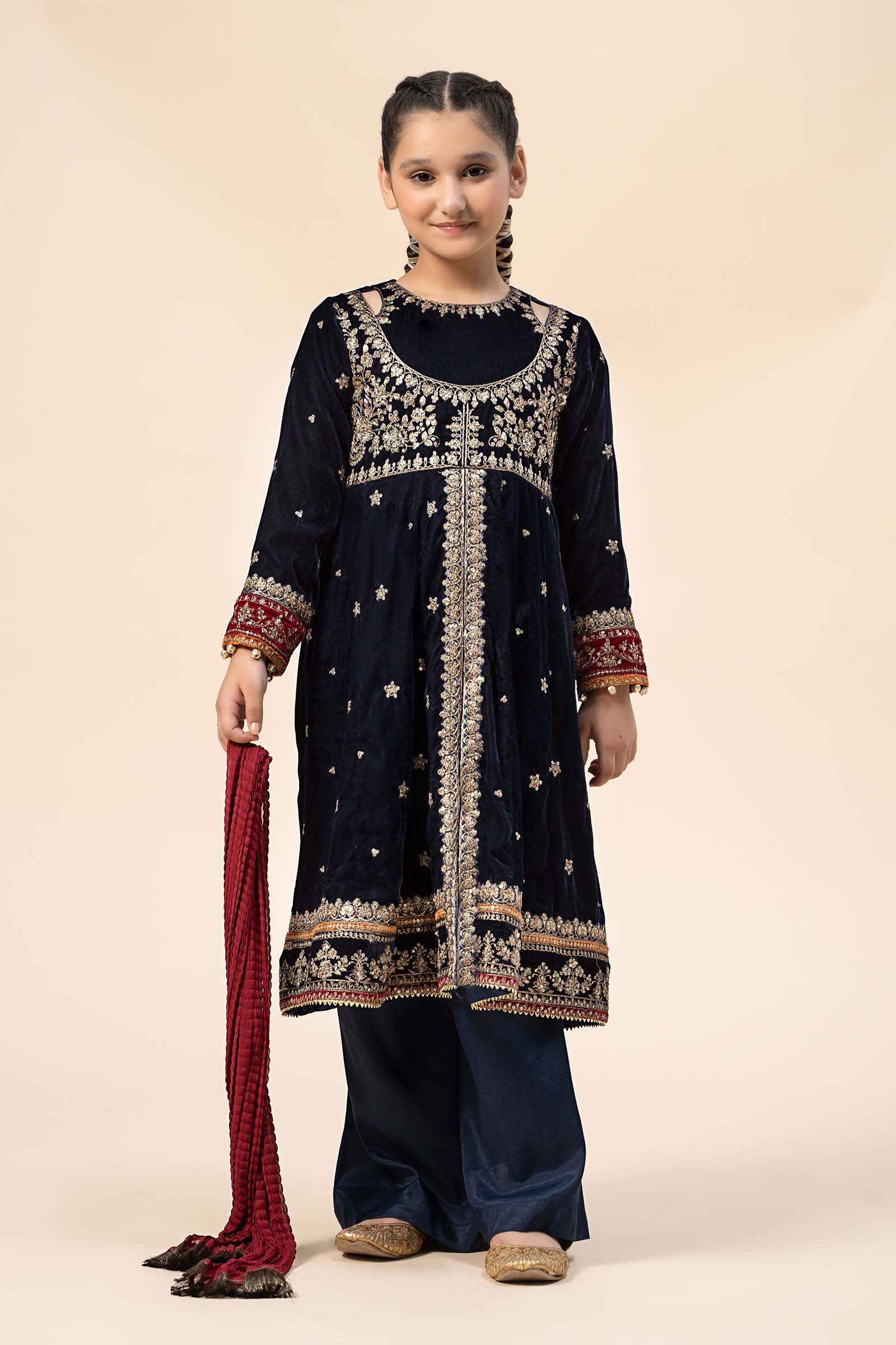 Maria B | 3 Piece Embroidered Velvet Suit | MKS-W24-17 - by - Libasekhas UK - Registered Vendor of : Maria B - 100% Original Designer Dresss