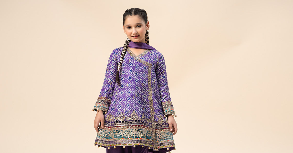 Maria B | 3 Piece Embroidered Raw Silk Suit | MKS-W24-20 - by - Libasekhas UK - Registered Vendor of : Maria B - 100% Original Designer Dresss