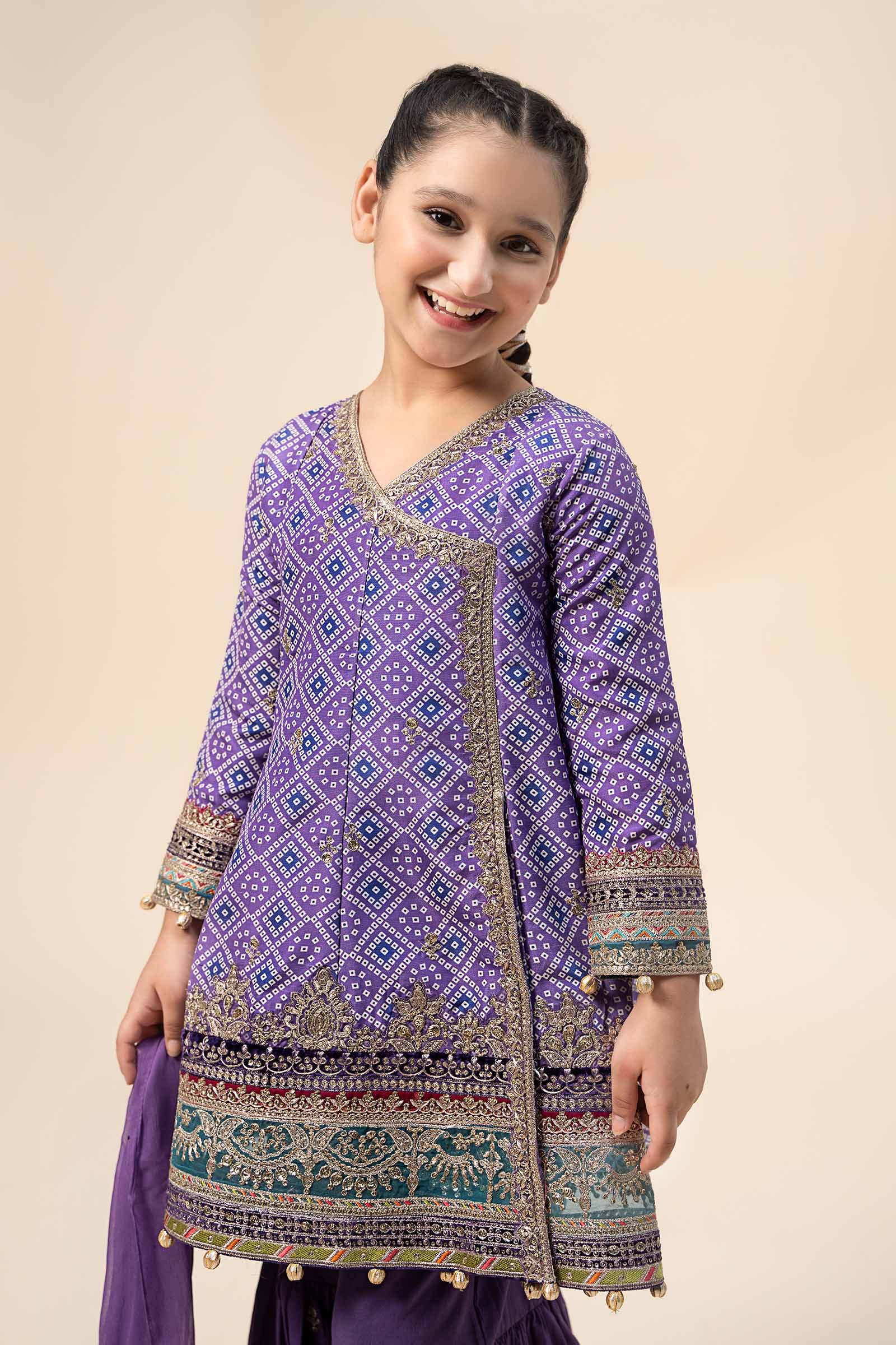 Maria B | 3 Piece Embroidered Raw Silk Suit | MKS-W24-20 - by - Libasekhas UK - Registered Vendor of : Maria B - 100% Original Designer Dresss