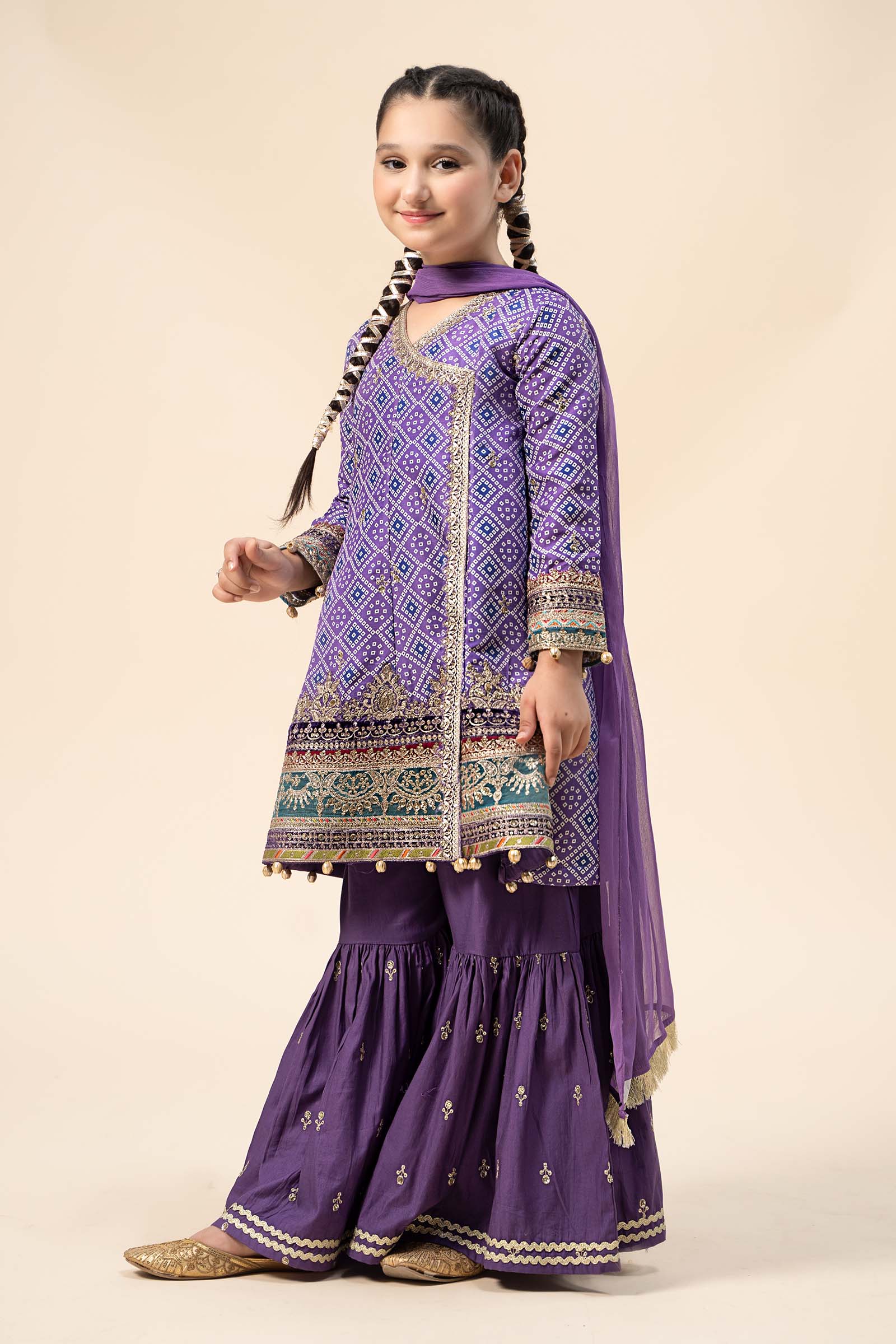 Maria B | 3 Piece Embroidered Raw Silk Suit | MKS-W24-20 - by - Libasekhas UK - Registered Vendor of : Maria B - 100% Original Designer Dresss