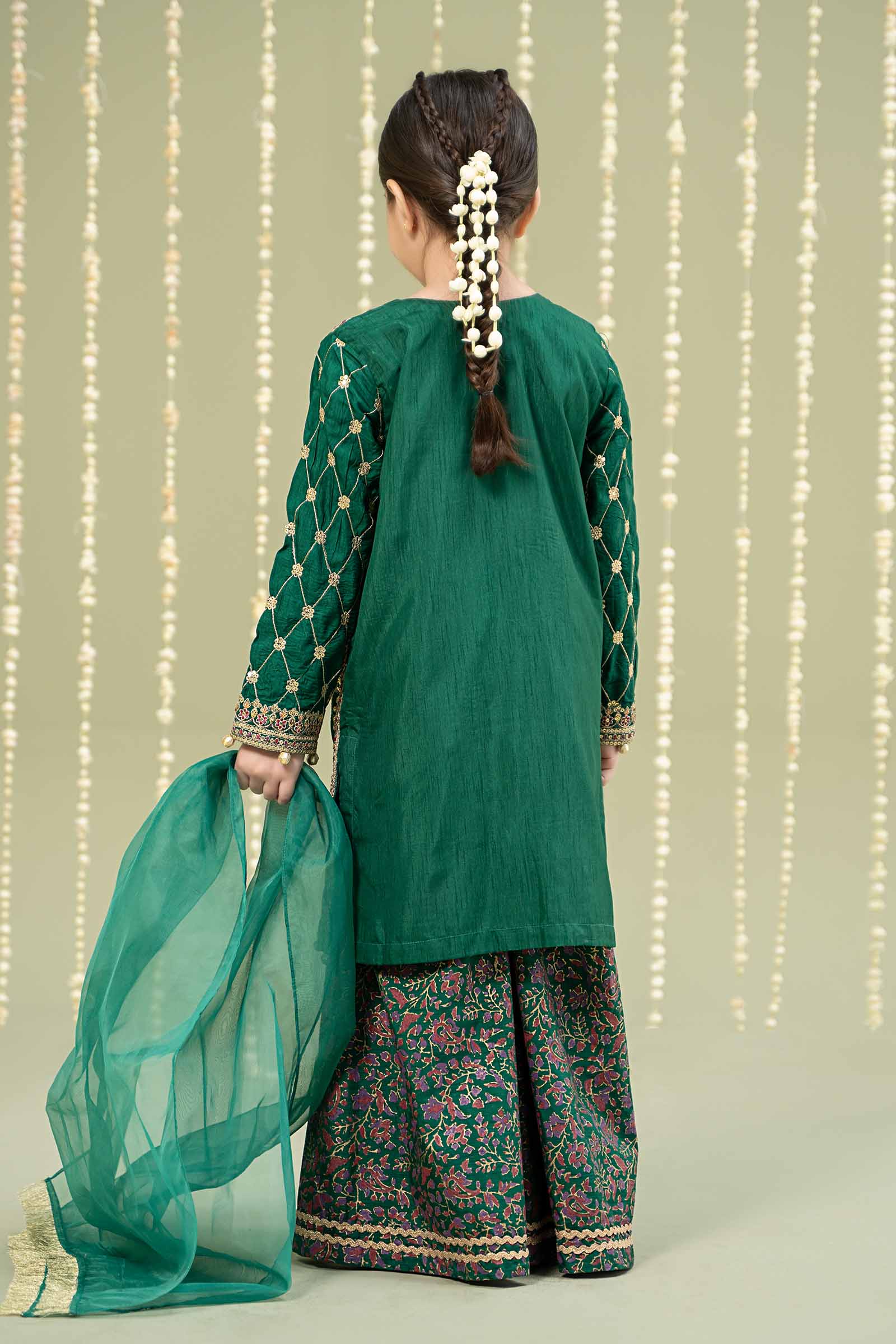 Maria B | 3 Piece Embroidered Raw Silk Suit | MKS-W24-28 - by - Libasekhas UK - Registered Vendor of : Maria B - 100% Original Designer Dresss