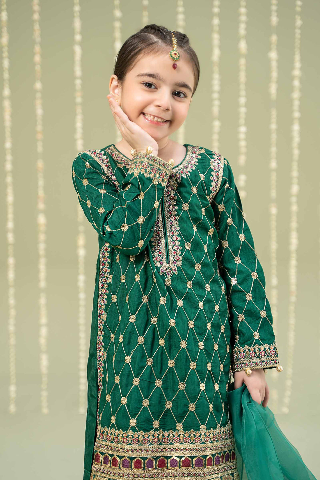 Maria B | 3 Piece Embroidered Raw Silk Suit | MKS-W24-28 - by - Libasekhas UK - Registered Vendor of : Maria B - 100% Original Designer Dresss