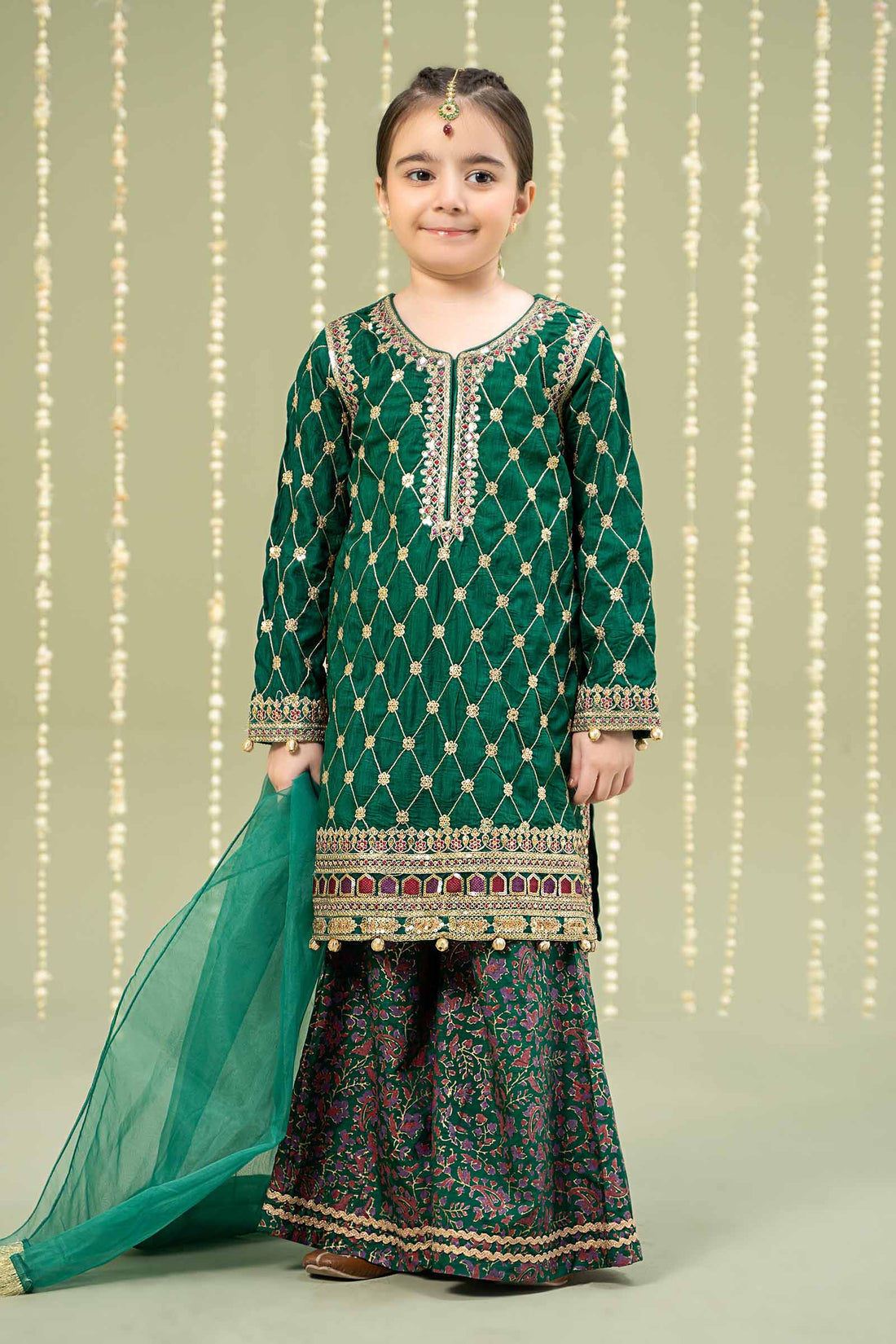 Maria B | 3 Piece Embroidered Raw Silk Suit | MKS-W24-28 - by - Libasekhas UK - Registered Vendor of : Maria B - 100% Original Designer Dresss