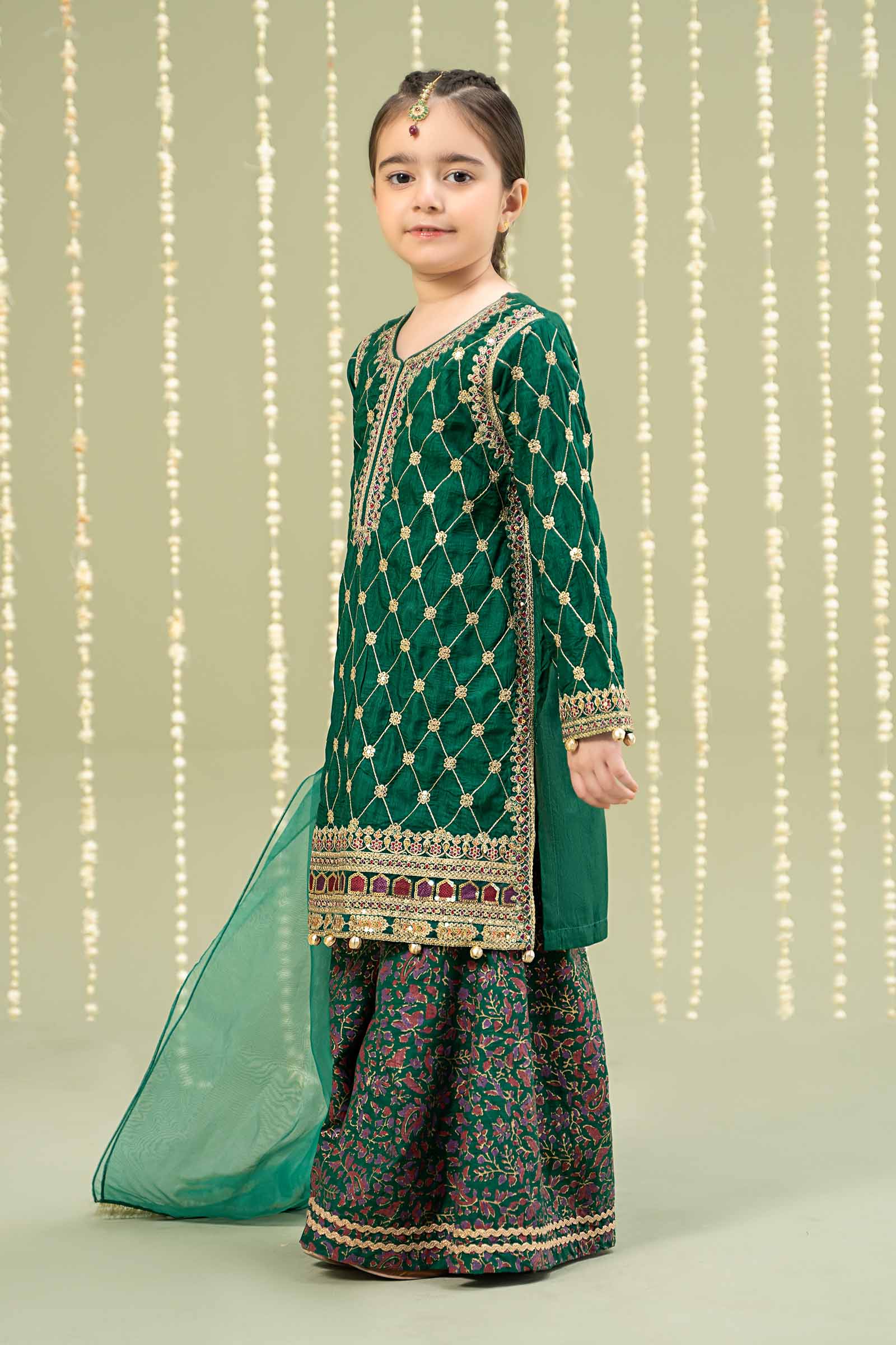 Maria B | 3 Piece Embroidered Raw Silk Suit | MKS-W24-28 - by - Libasekhas UK - Registered Vendor of : Maria B - 100% Original Designer Dresss