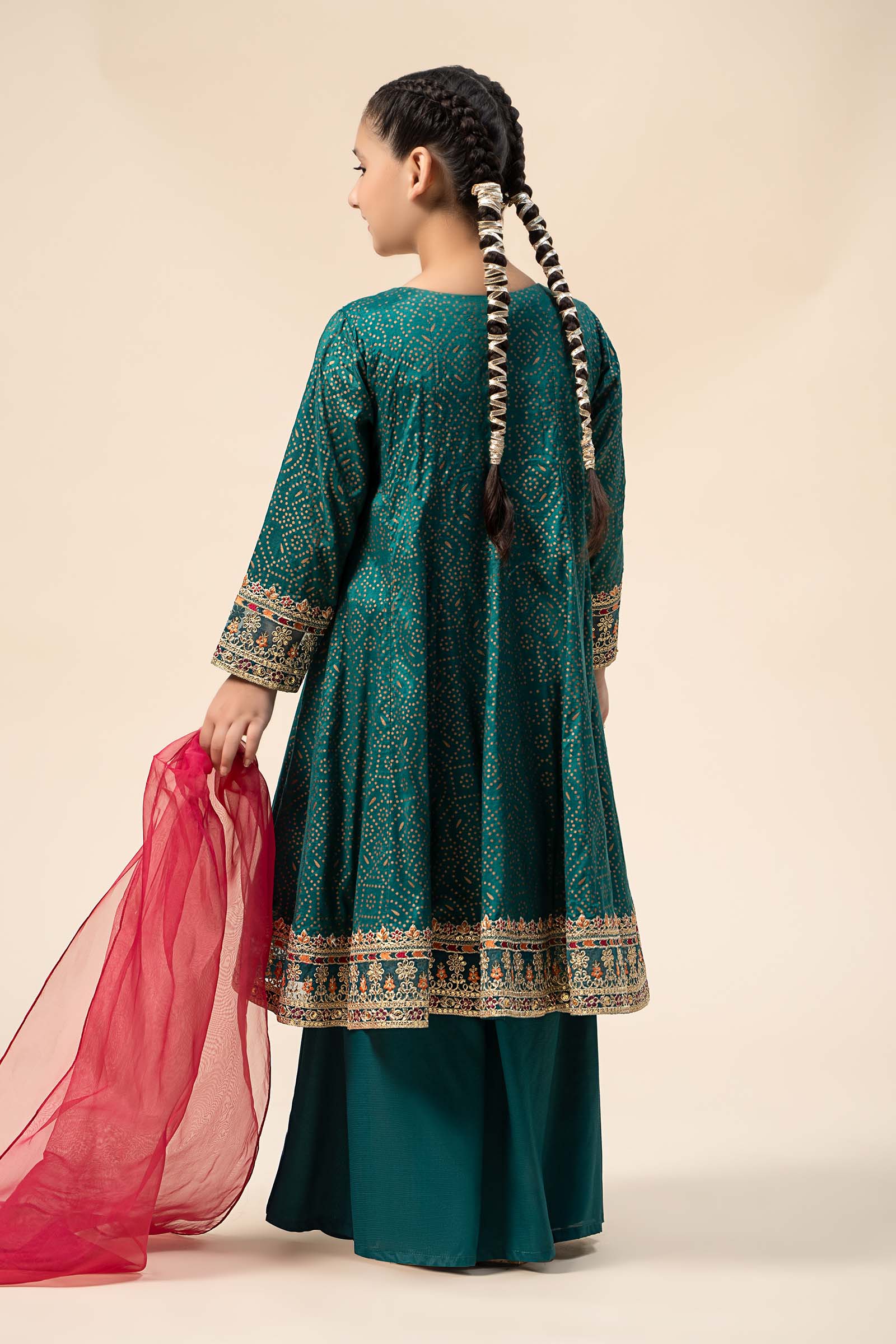 Maria B | 3 Piece Embroidered Raw Silk Suit | MKS-W24-29 - by - Libasekhas UK - Registered Vendor of : Maria B - 100% Original Designer Dresss
