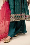 Maria B | 3 Piece Embroidered Raw Silk Suit | MKS-W24-29 - by - Libasekhas UK - Registered Vendor of : Maria B - 100% Original Designer Dresss
