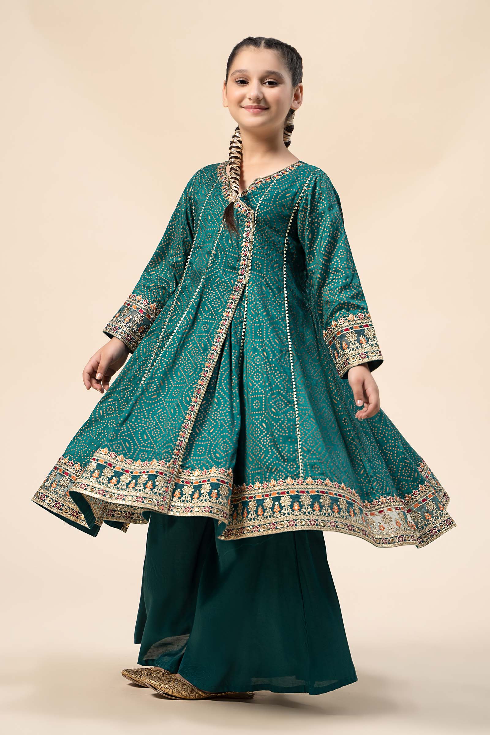 Maria B | 3 Piece Embroidered Raw Silk Suit | MKS-W24-29 - by - Libasekhas UK - Registered Vendor of : Maria B - 100% Original Designer Dresss
