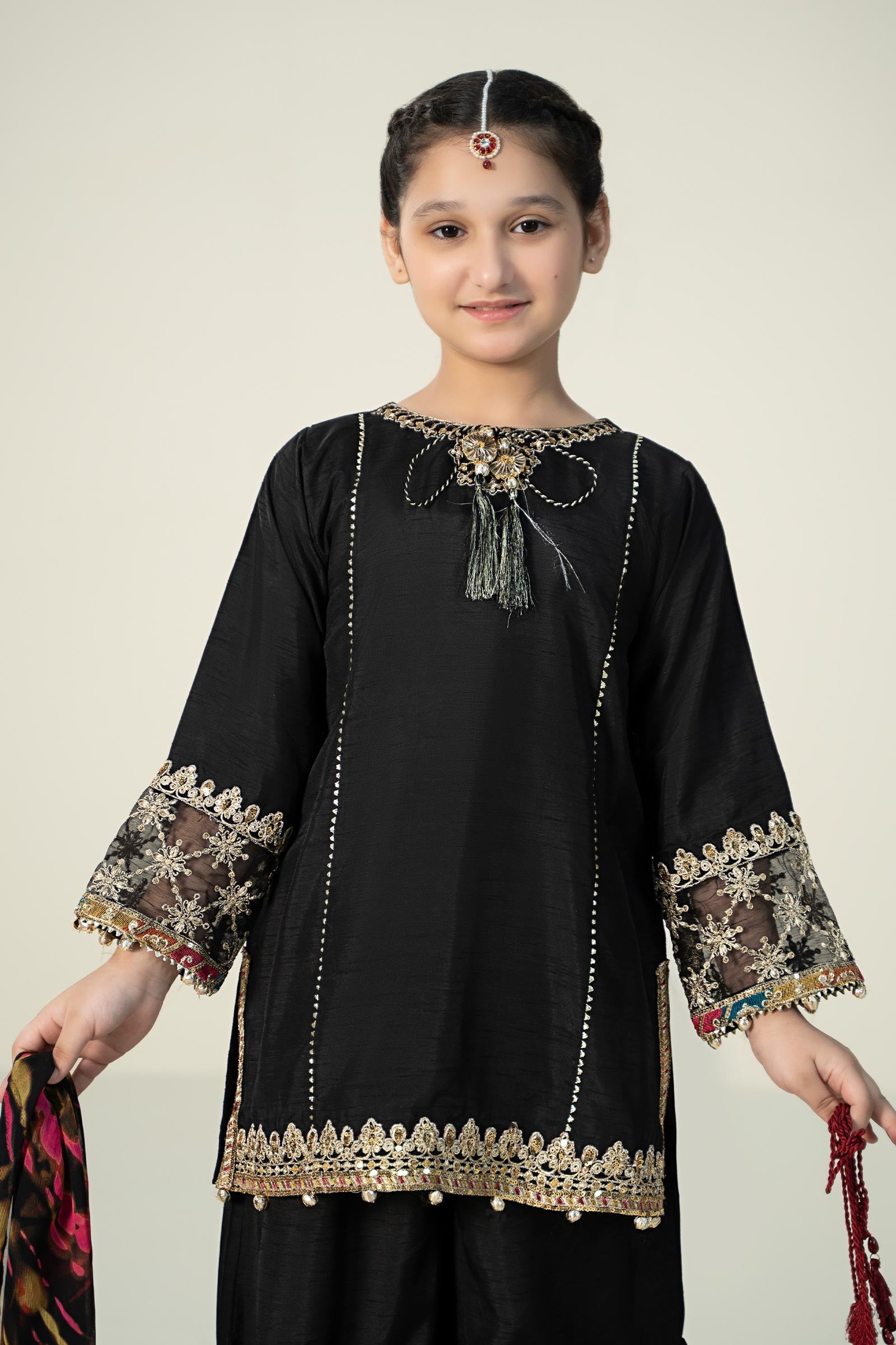 Maria B | 3 Piece Embroidered Raw Silk Suit | MKS-W24-31 - by - Libasekhas UK - Registered Vendor of : Maria B - 100% Original Designer Dresss