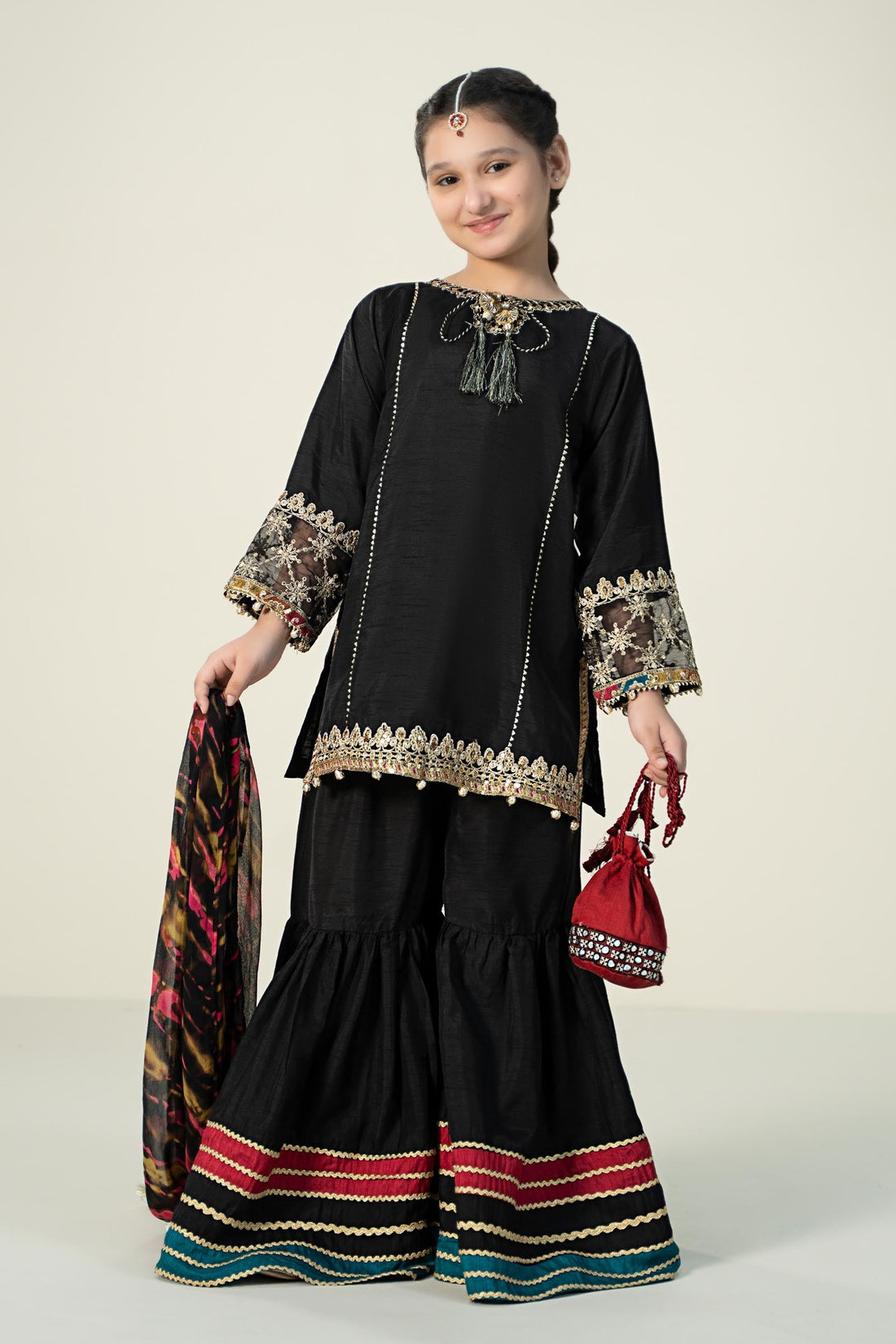 Maria B | 3 Piece Embroidered Raw Silk Suit | MKS-W24-31 - by - Libasekhas UK - Registered Vendor of : Maria B - 100% Original Designer Dresss