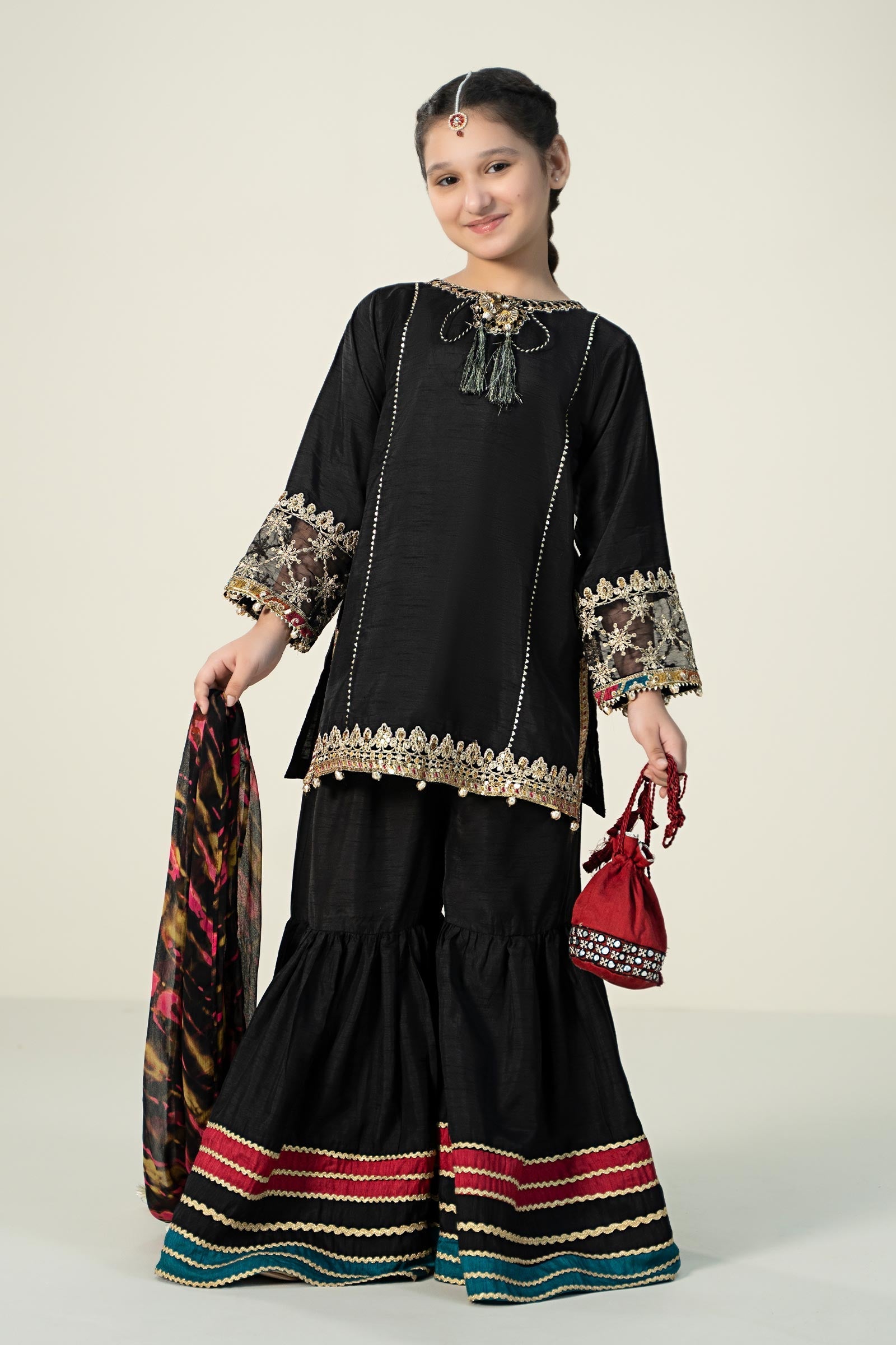 Maria B | 3 Piece Embroidered Raw Silk Suit | MKS-W24-31 - by - Libasekhas UK - Registered Vendor of : Maria B - 100% Original Designer Dresss