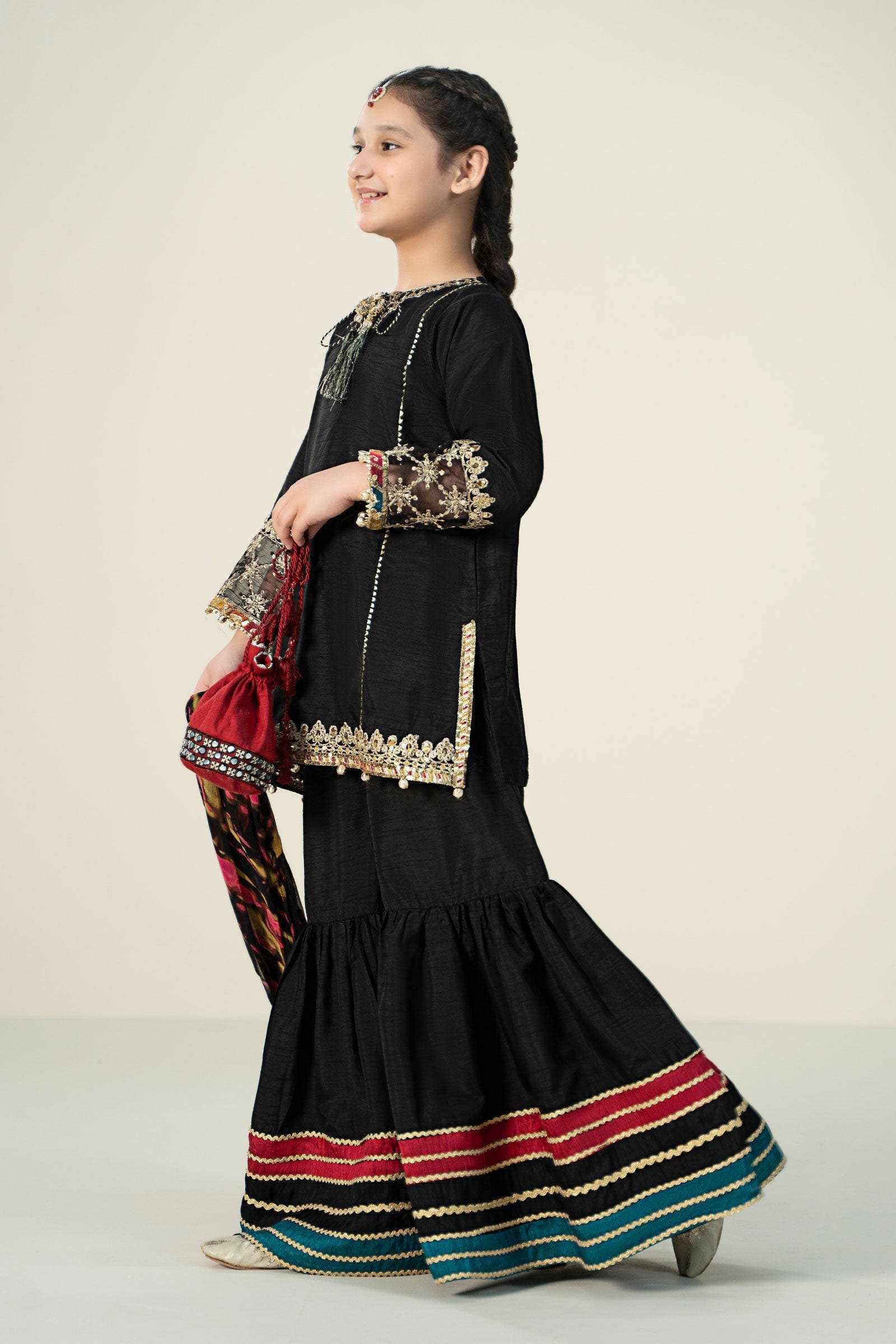Maria B | 3 Piece Embroidered Raw Silk Suit | MKS-W24-31 - by - Libasekhas UK - Registered Vendor of : Maria B - 100% Original Designer Dresss