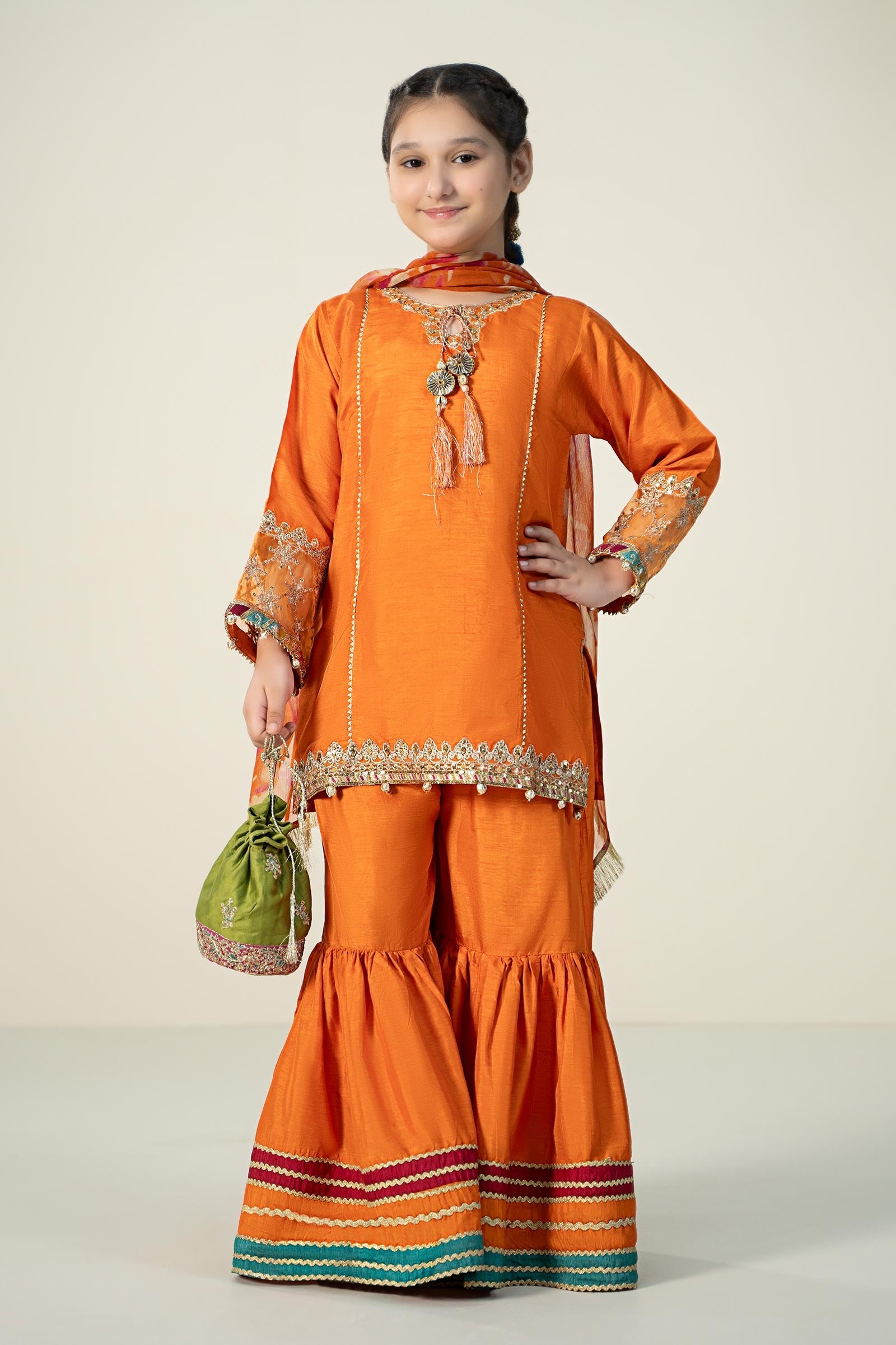 Maria B | 3 Piece Embroidered Raw Silk Suit | MKS-W24-31 - by - Libasekhas UK - Registered Vendor of : Maria B - 100% Original Designer Dresss