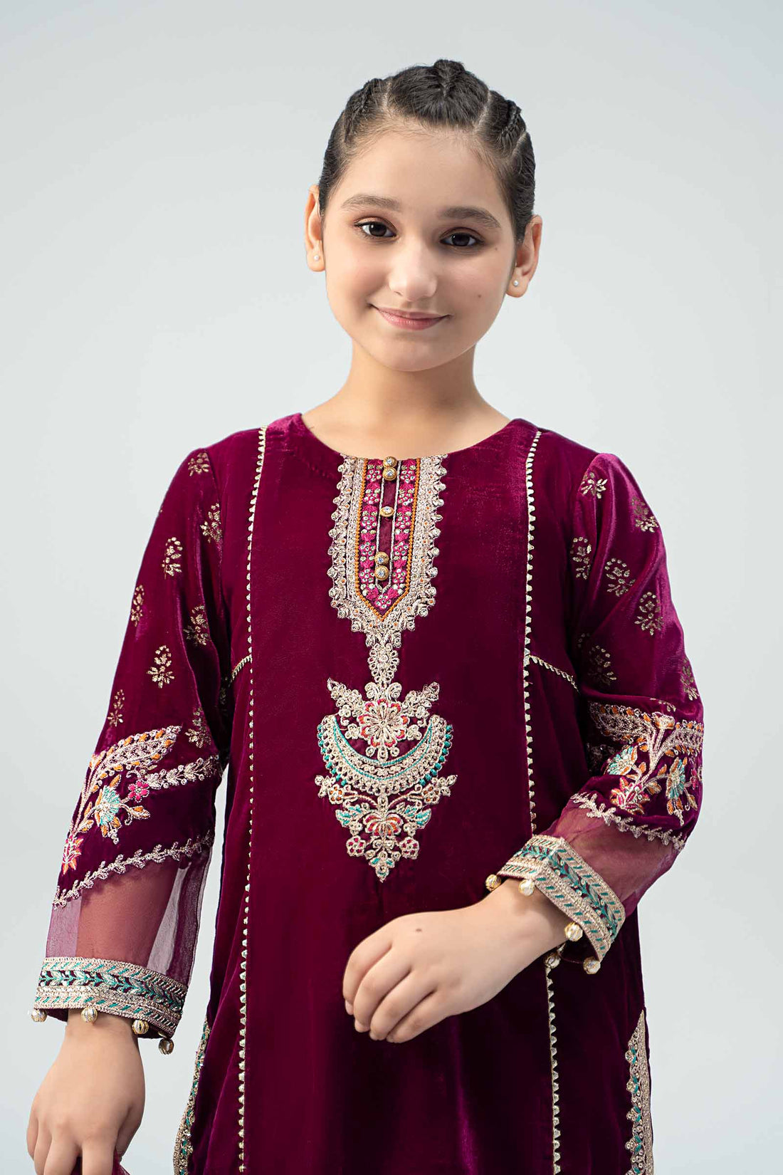 Maria B | 3 Piece Embroidered Velvet Suit | MKS-W24-32 - by - Libasekhas UK - Registered Vendor of : Maria B - 100% Original Designer Dresss