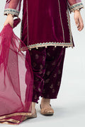 Maria B | 3 Piece Embroidered Velvet Suit | MKS-W24-32 - by - Libasekhas UK - Registered Vendor of : Maria B - 100% Original Designer Dresss