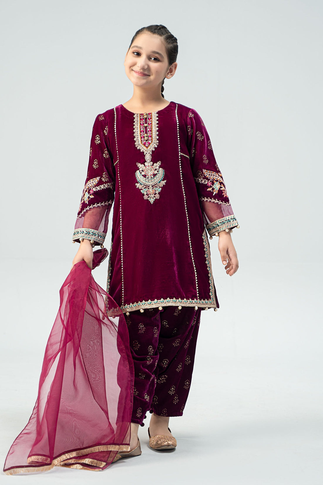 Maria B | 3 Piece Embroidered Velvet Suit | MKS-W24-32 - by - Libasekhas UK - Registered Vendor of : Maria B - 100% Original Designer Dresss