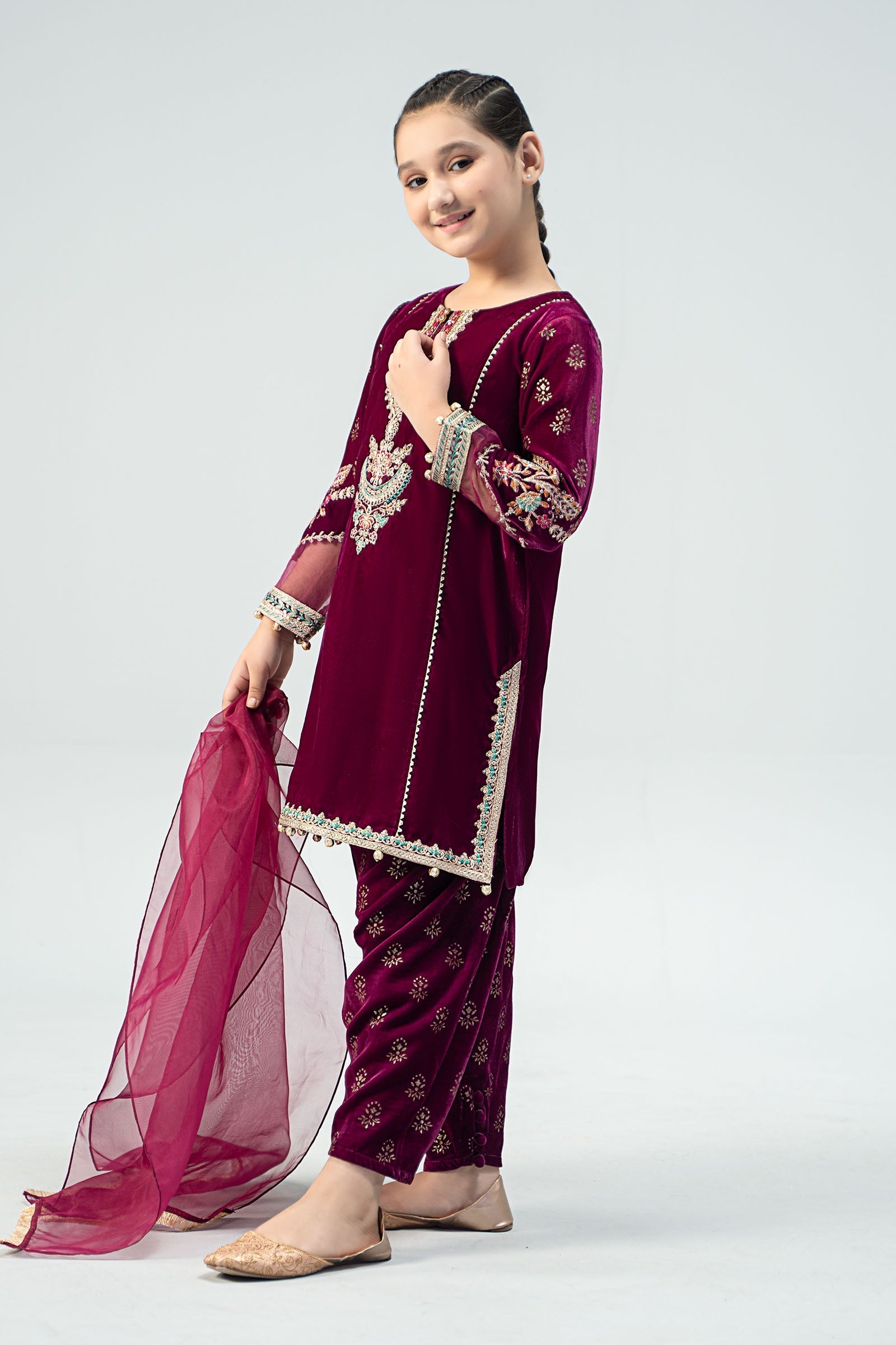 Maria B | 3 Piece Embroidered Velvet Suit | MKS-W24-32 - by - Libasekhas UK - Registered Vendor of : Maria B - 100% Original Designer Dresss