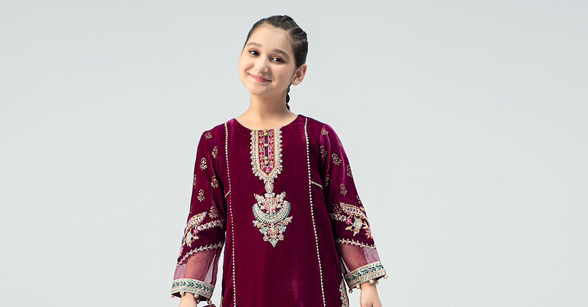 Maria B | 3 Piece Embroidered Velvet Suit | MKS-W24-32 - by - Libasekhas UK - Registered Vendor of : Maria B - 100% Original Designer Dresss