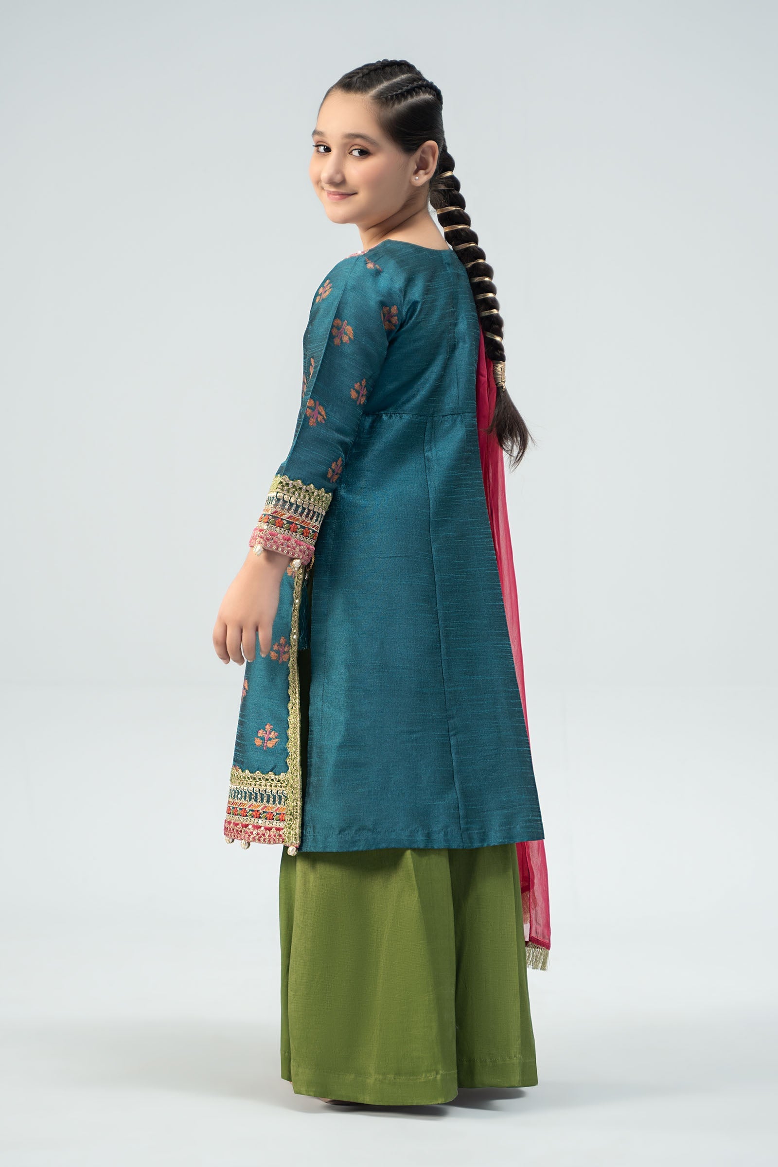 Maria B | 3 Piece Embroidered Raw Silk Suit | MKS-W24-33 - by - Libasekhas UK - Registered Vendor of : Maria B - 100% Original Designer Dresss